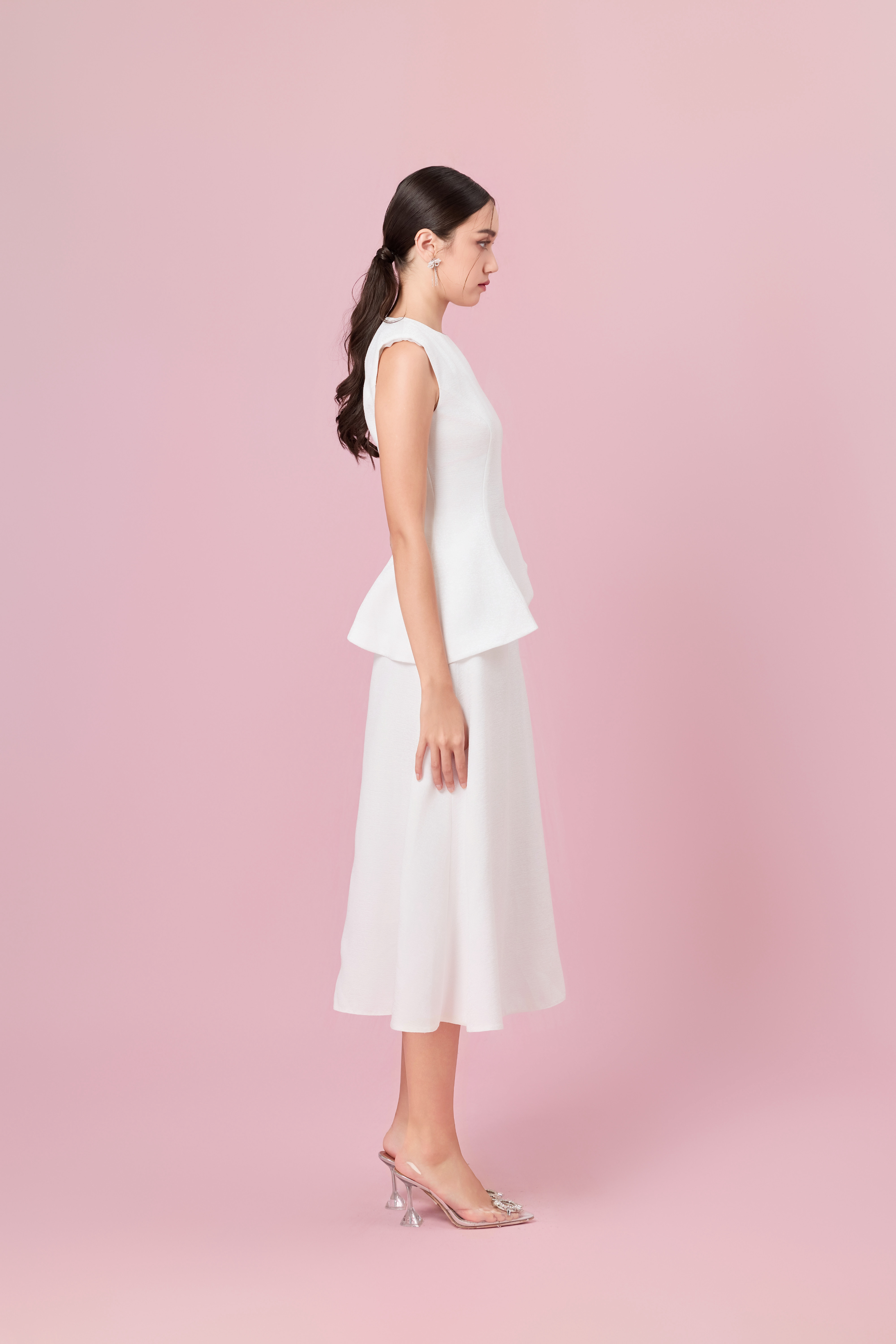 Cheralyn White Peplum Top