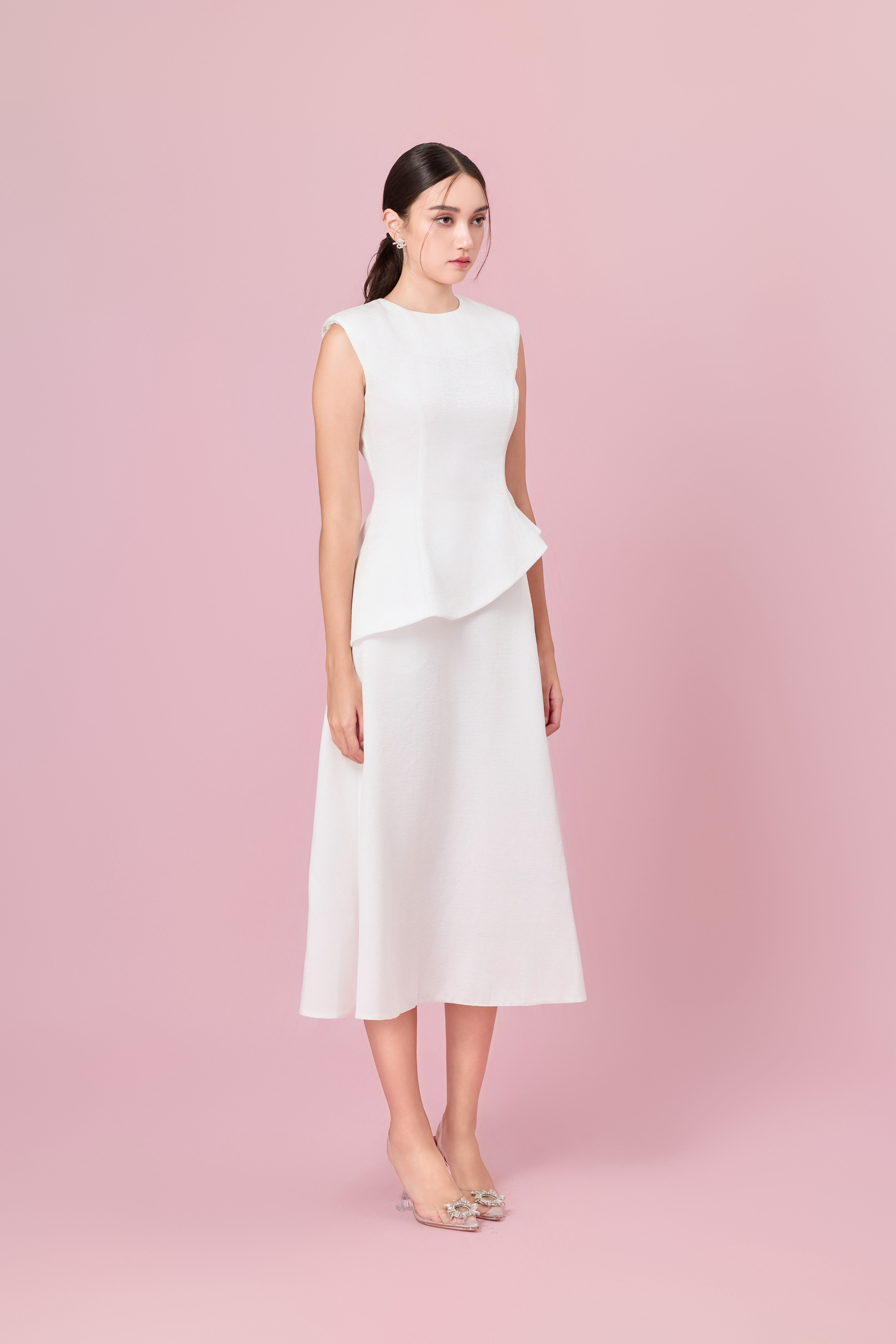 Cheralyn White Peplum Top