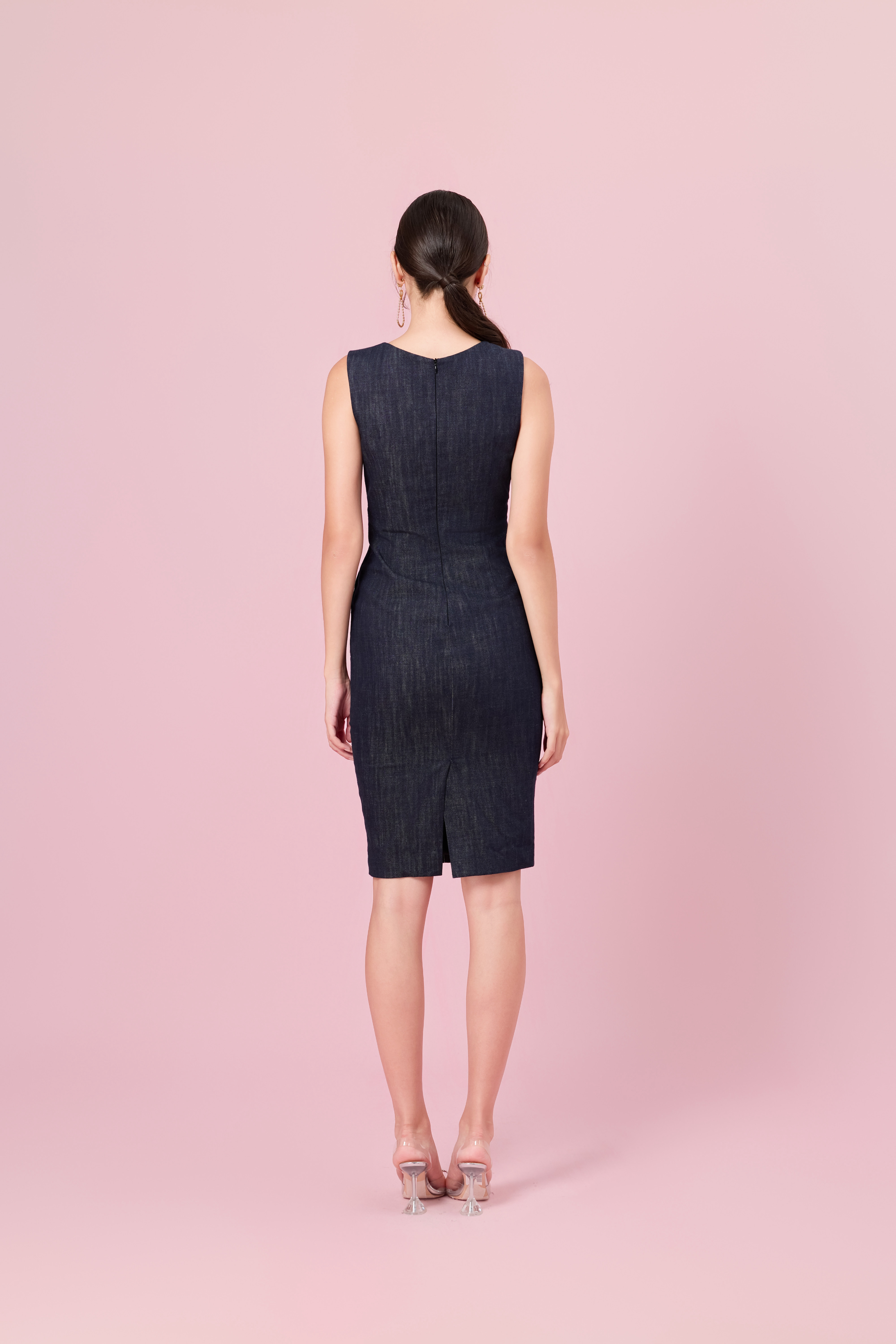 Chereena Dark Blue Denim Sleeveless Dress