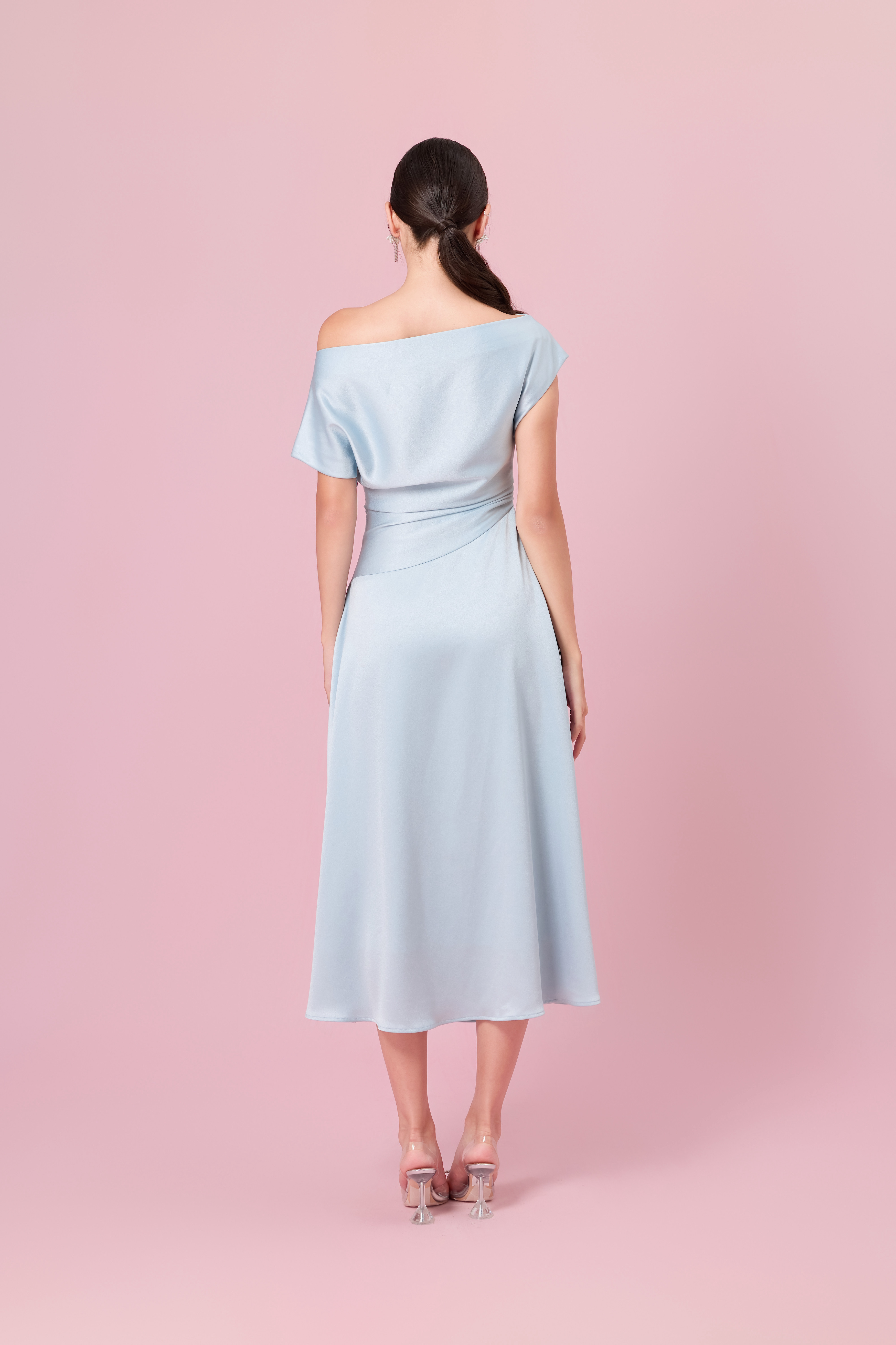 Chaucer Blue Dolman Sleeve Ruching Dress