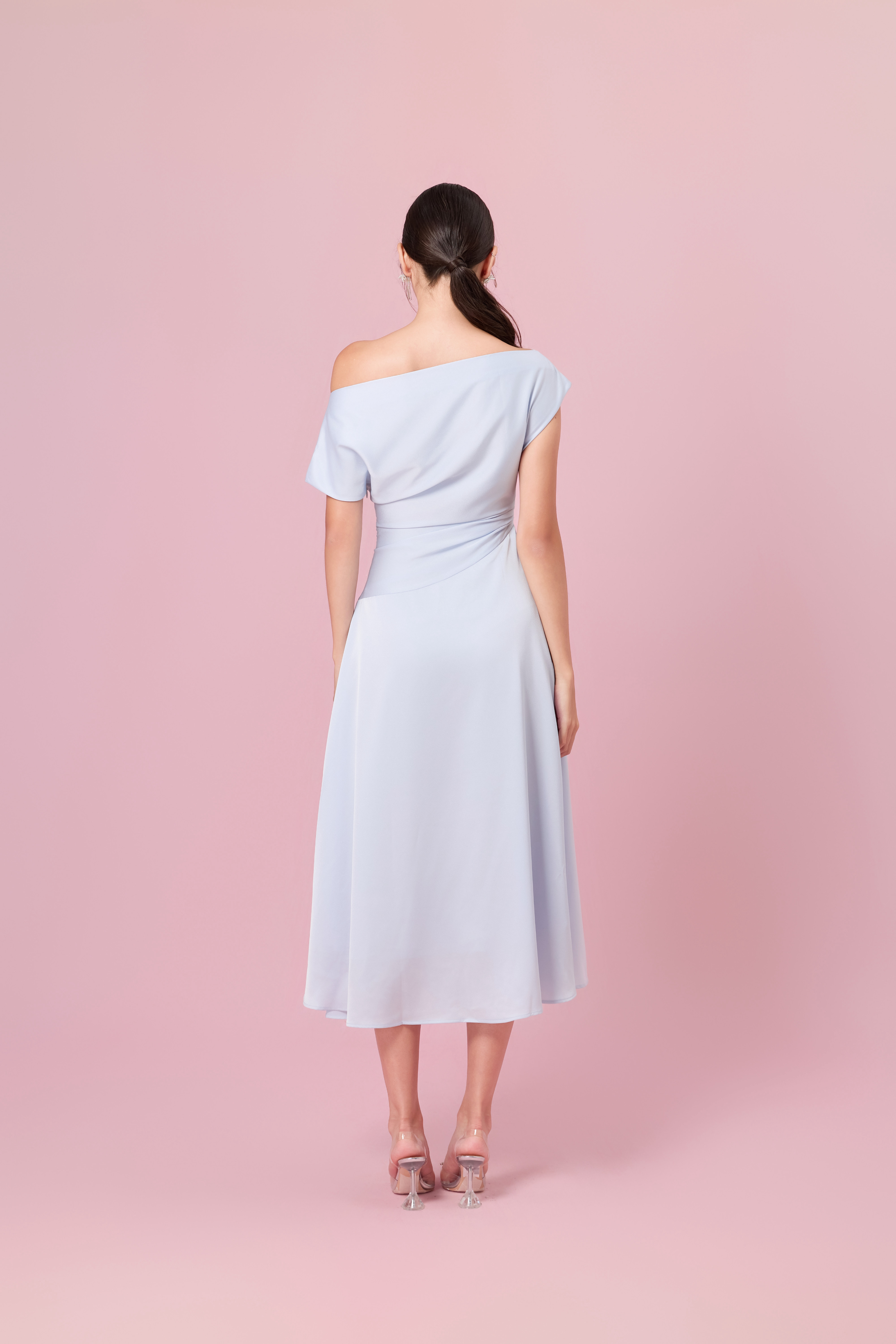 Chaucer Sky Blue Dolman Sleeve Ruching Dress