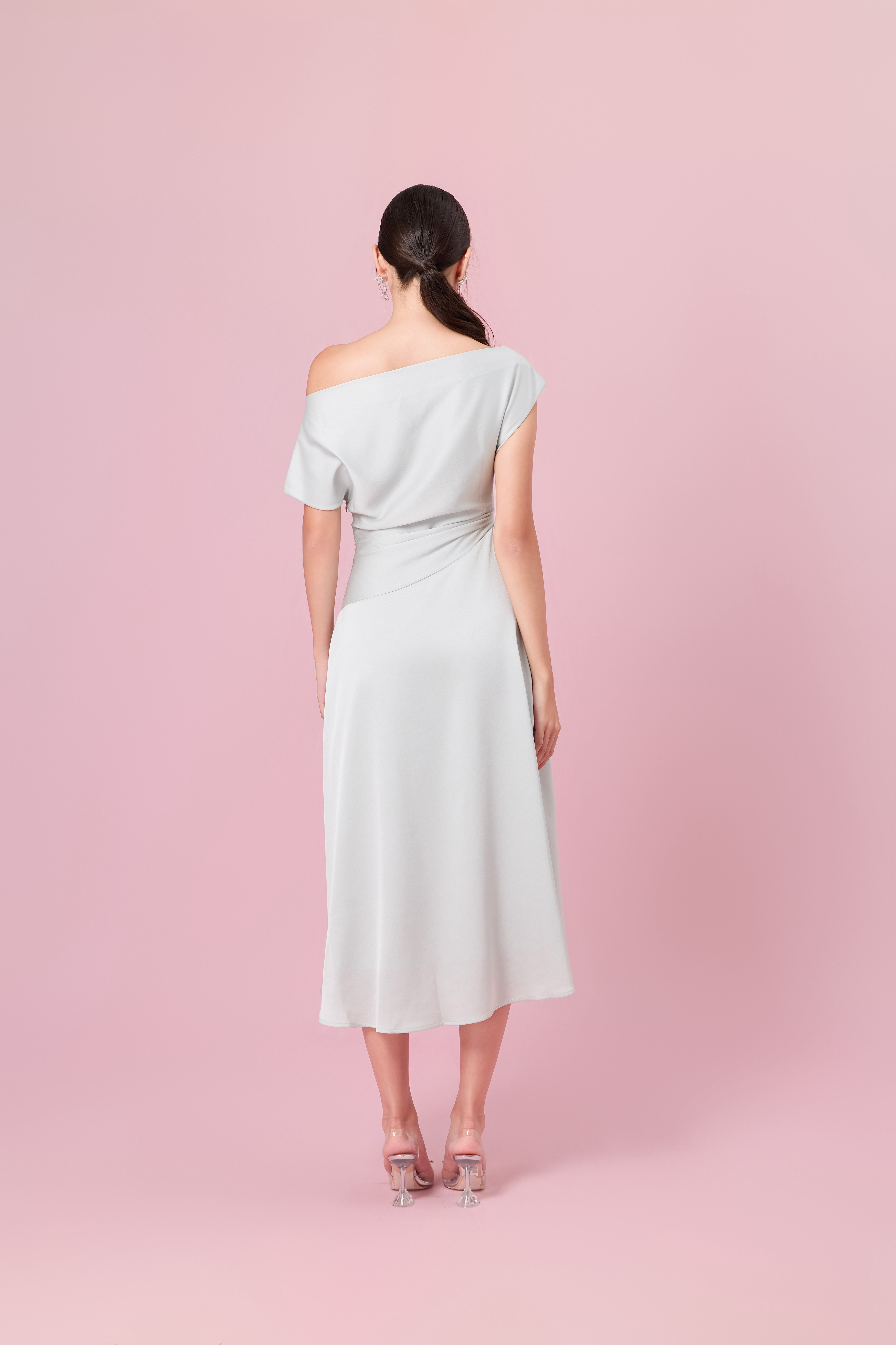 Chaucer Light Green Dolman Sleeve Ruching Dress