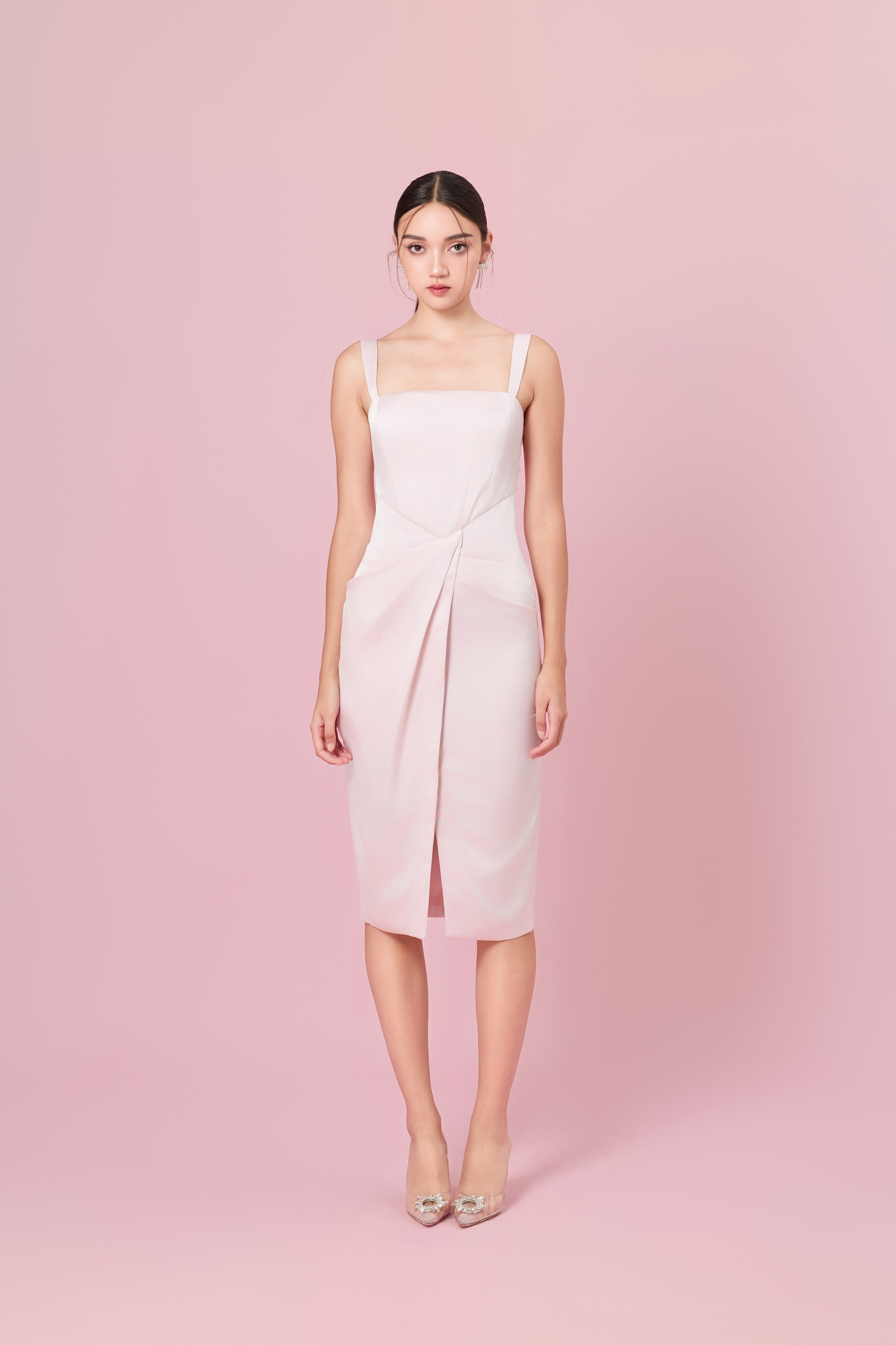 Chantrel Light Pink Modern Wrap Dress