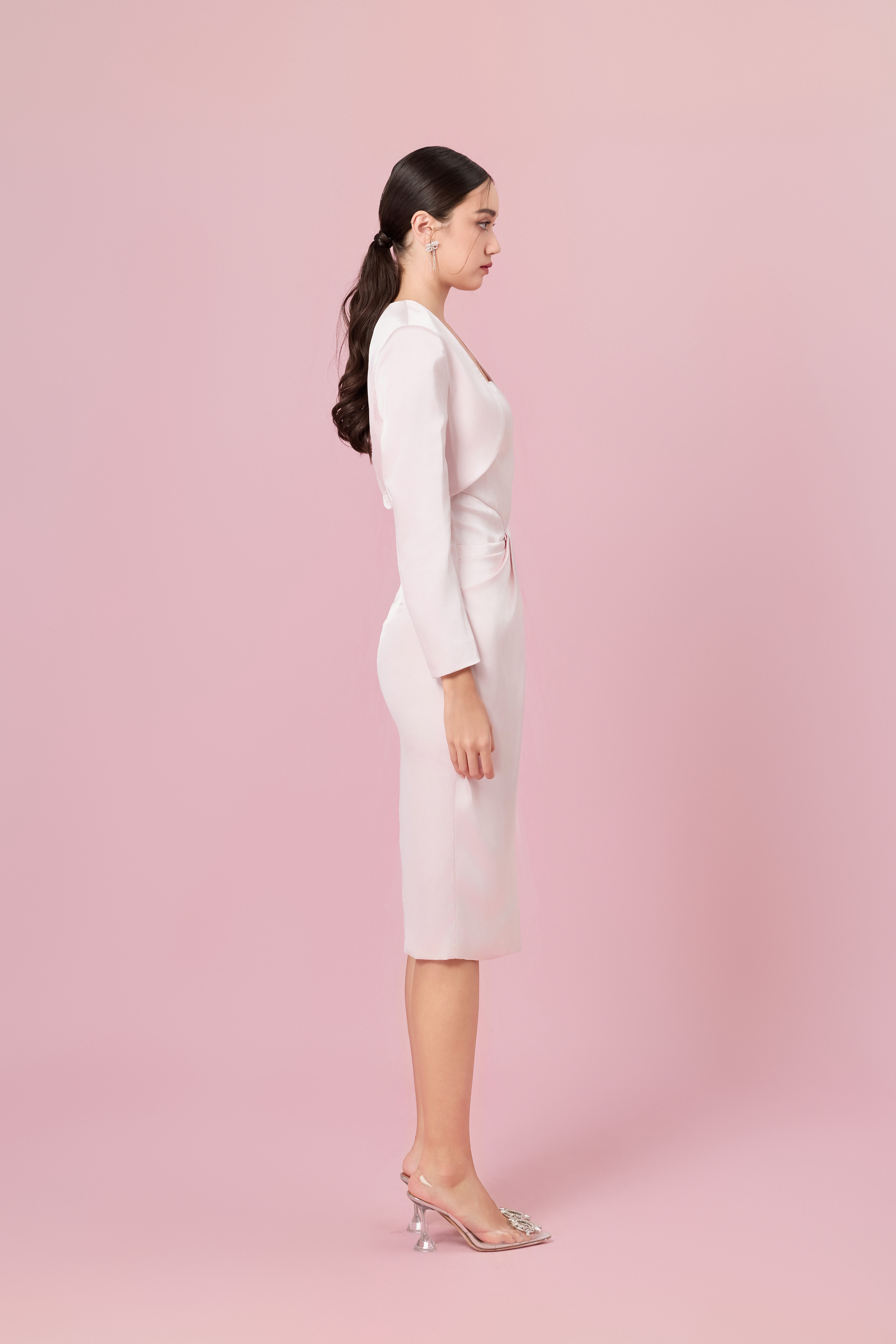 Chantrel Light Pink Modern Cropped Blazer