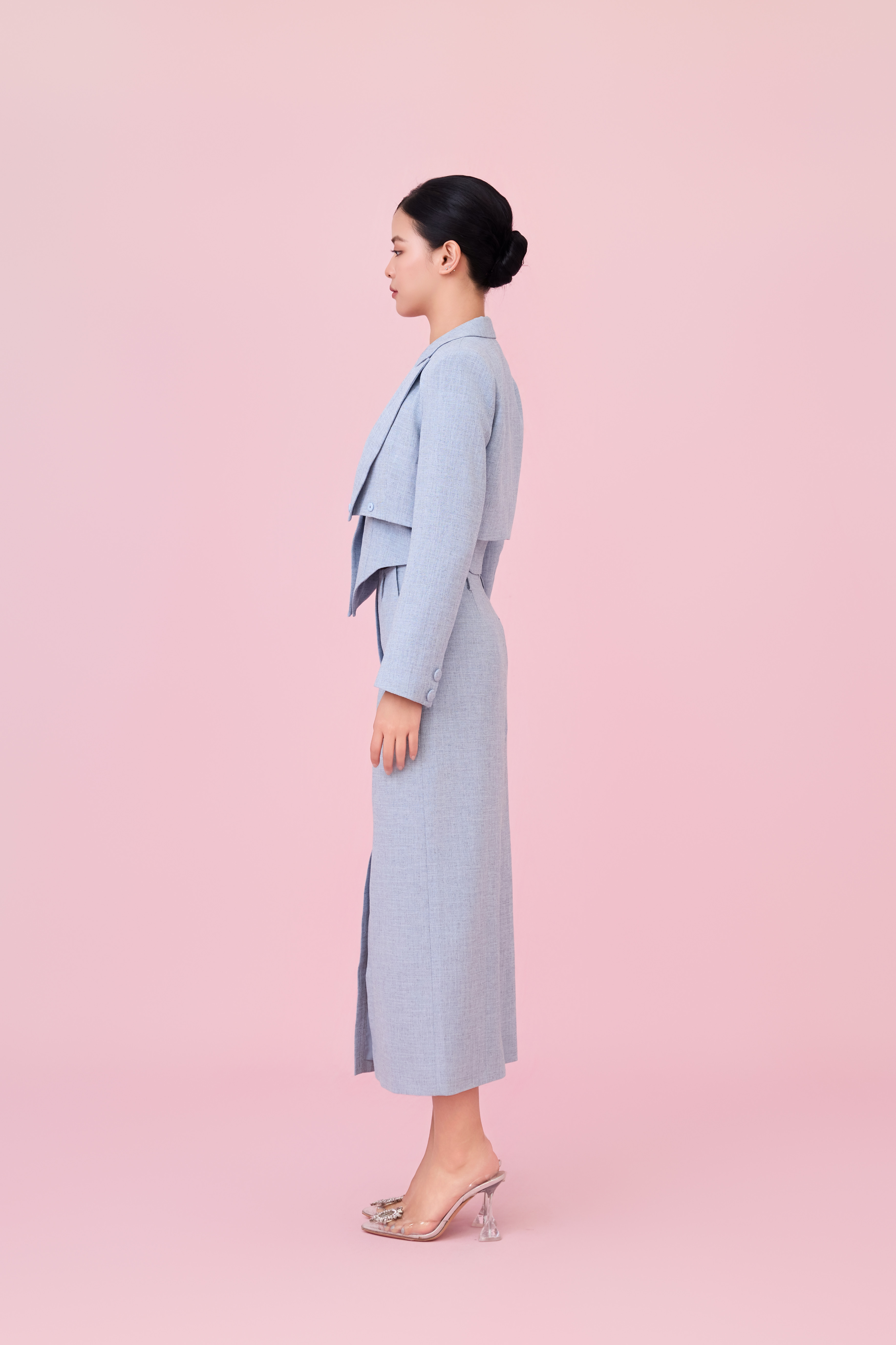 Charyn Light Blue Cropped Wrap Jacket