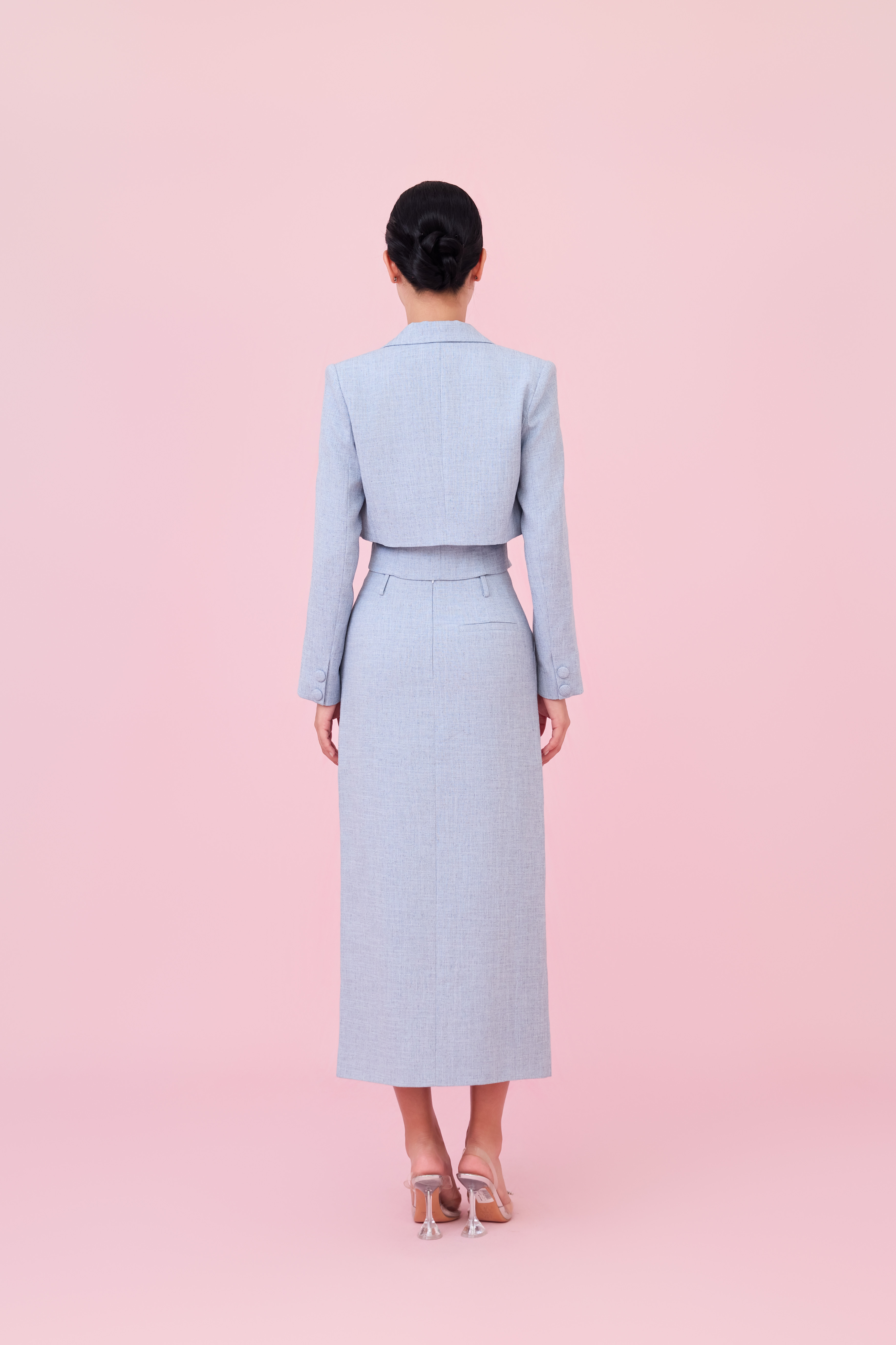 Charyn Light Blue Cropped Wrap Jacket