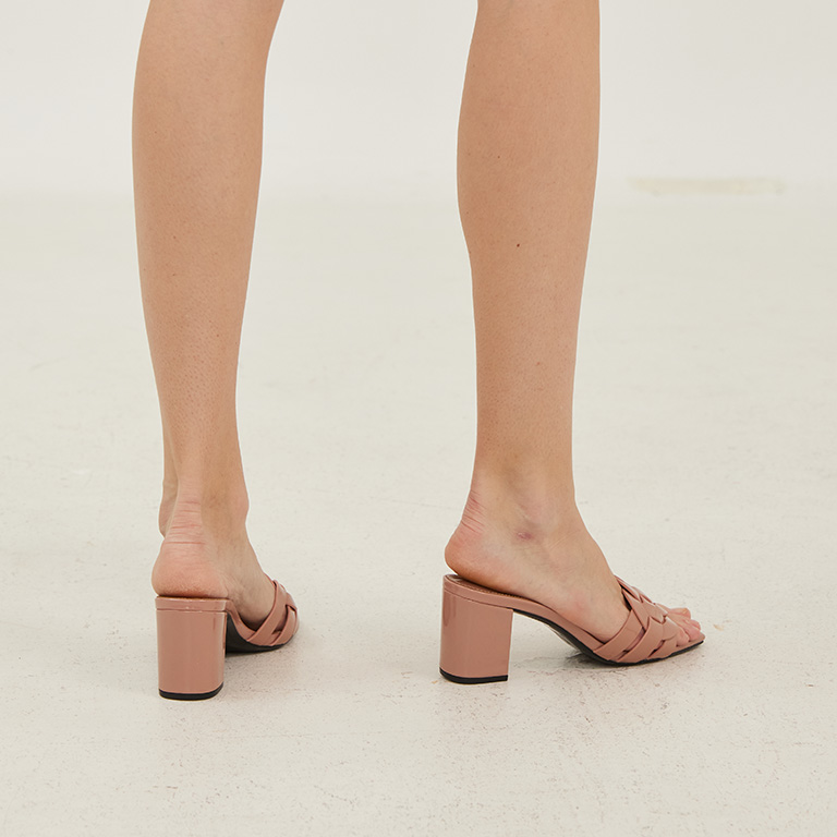 Y Pink Block Heel Slippers