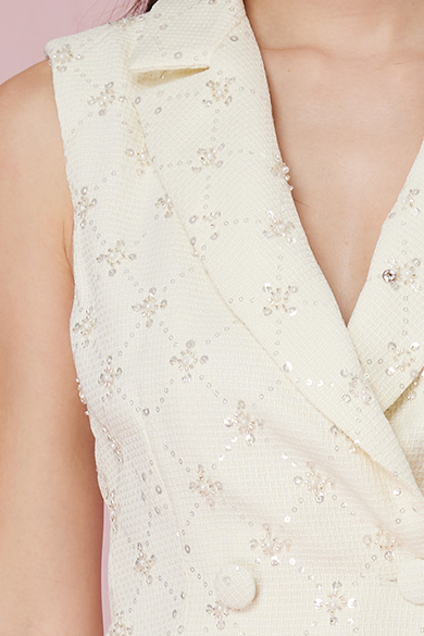 Chantalle Cream Sleeveless Blazer Dress