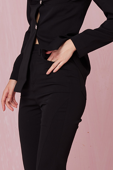 Chanter Black Boot-Cut Pants