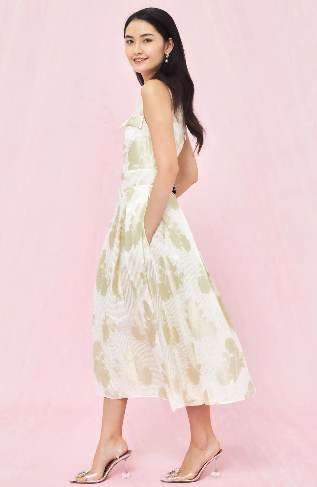 Lucille White Jacquard Long Skirt