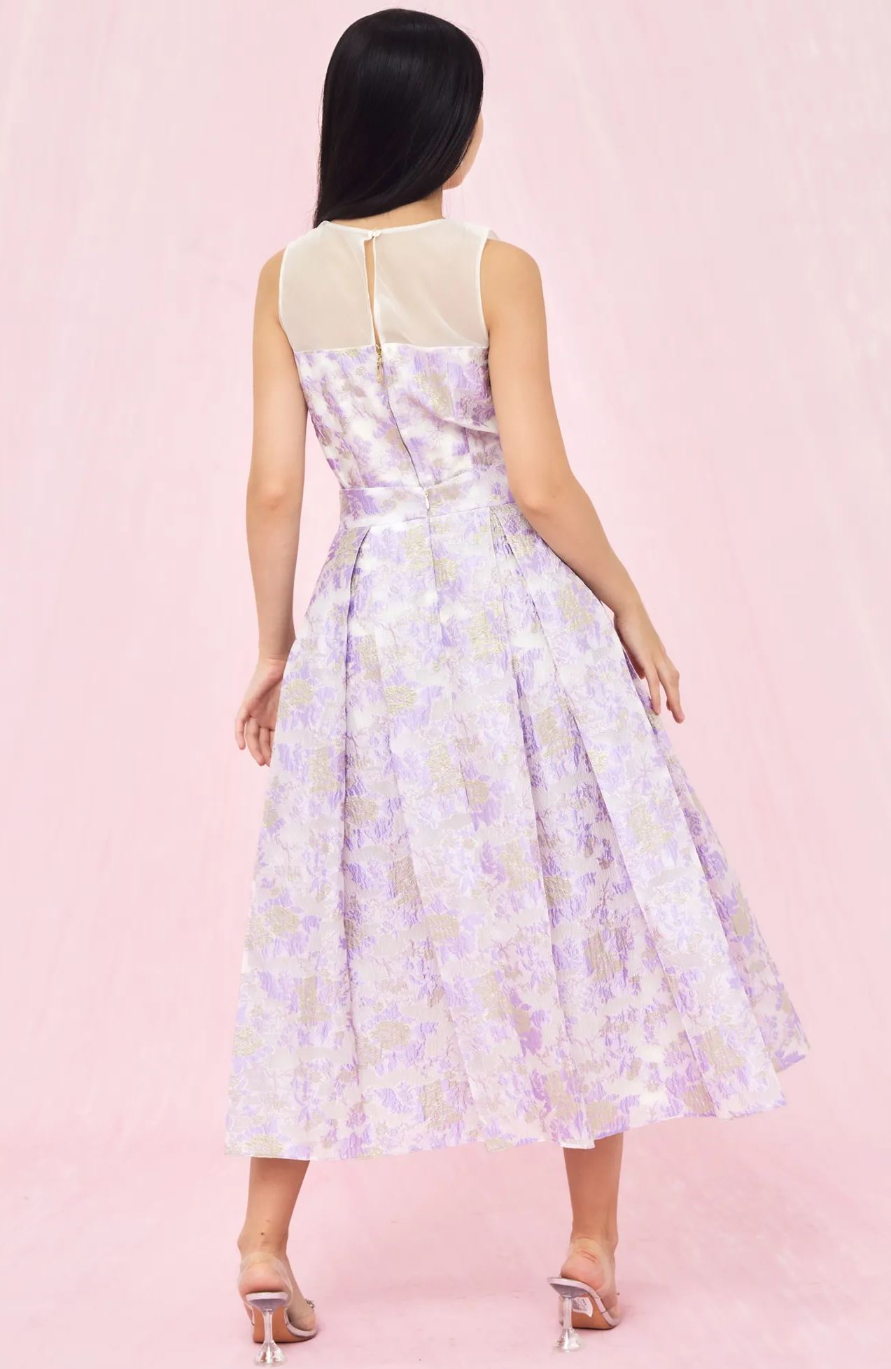 Lucille Purple Gold Jacquard Long Skirt