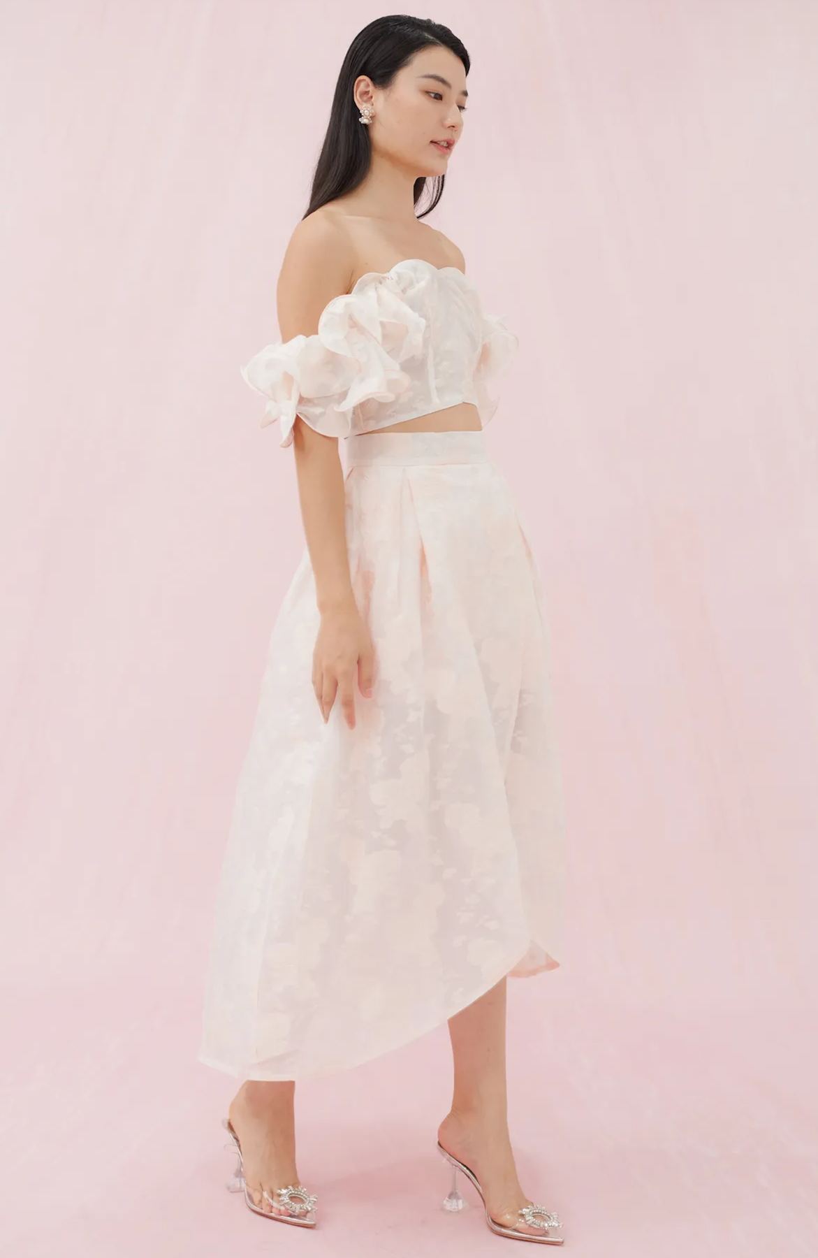 Francena Pink Jacquard LONG Skirt