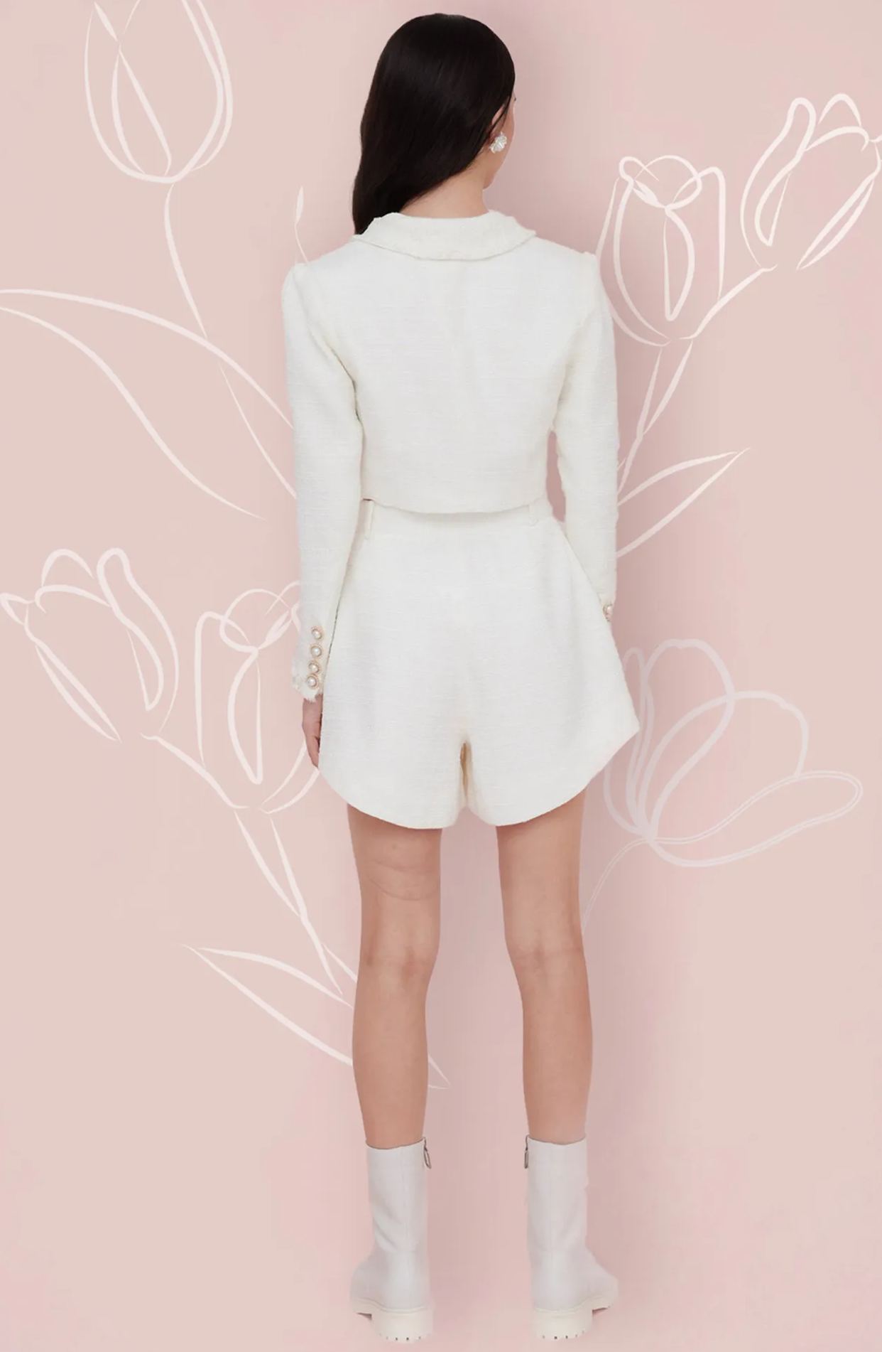 FRIEDA WHITE TWEED SHORTS