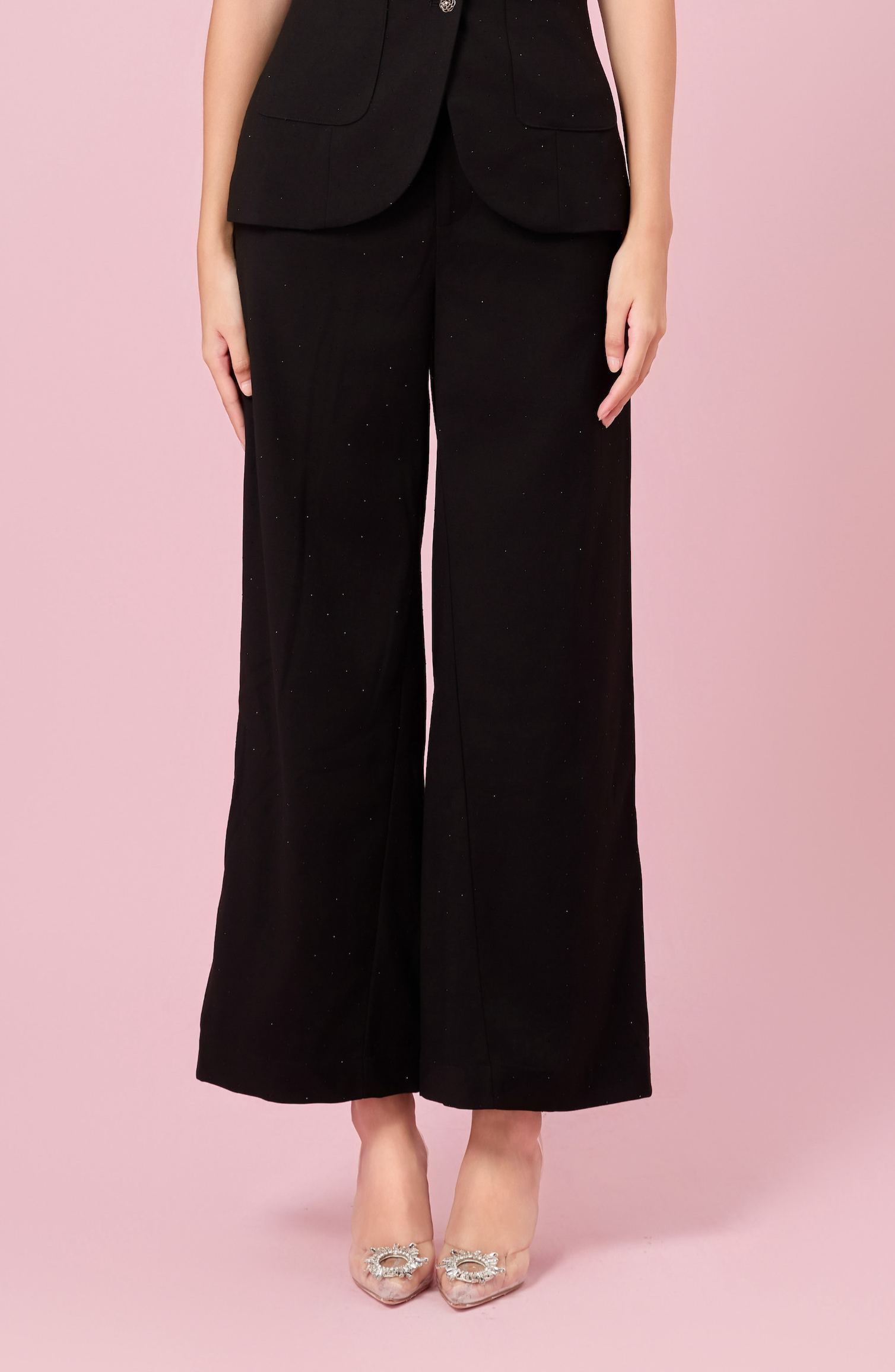 Charalin Black Twinkle Loose Fit Pants
