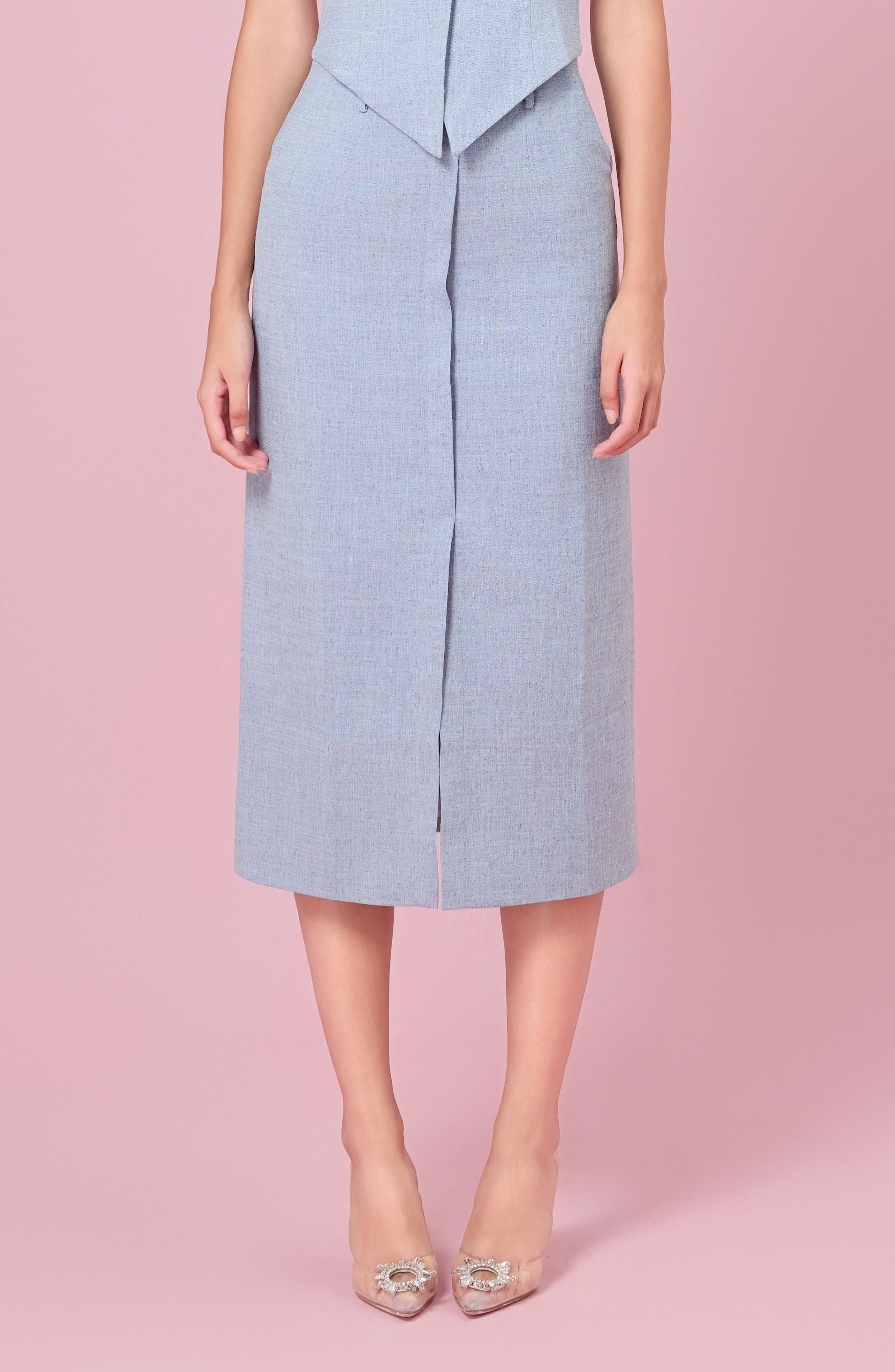 Charyn Light Blue Straight Skirt