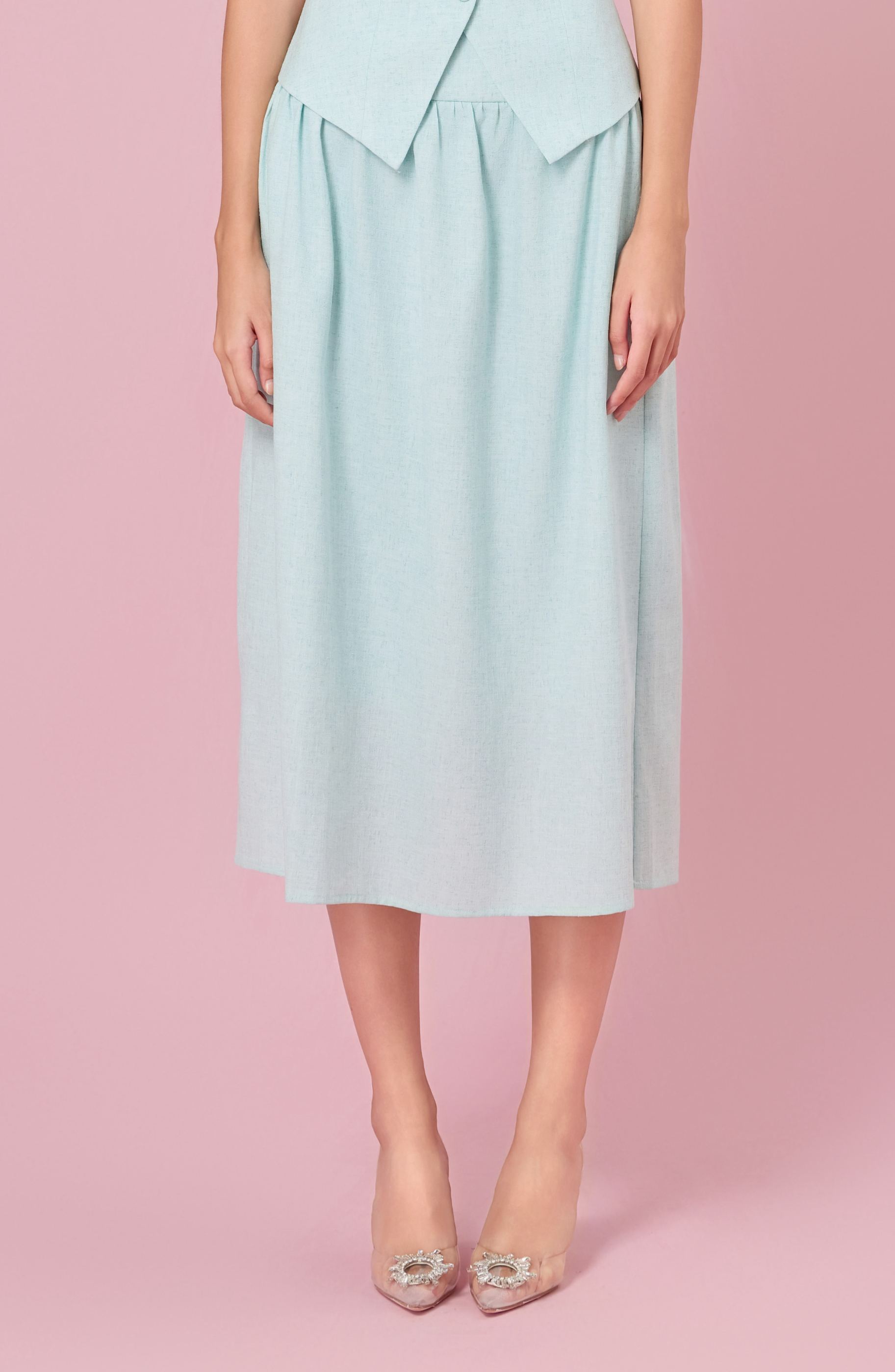 Cheerish Light Green A-Line Skirt