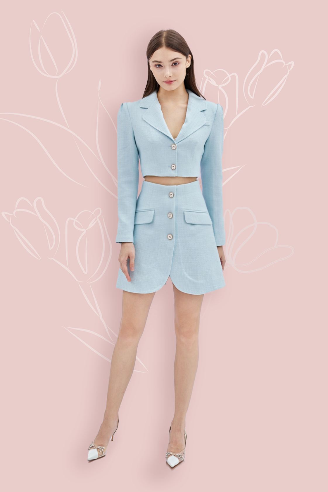 Garnette Blue Tweed Skirt