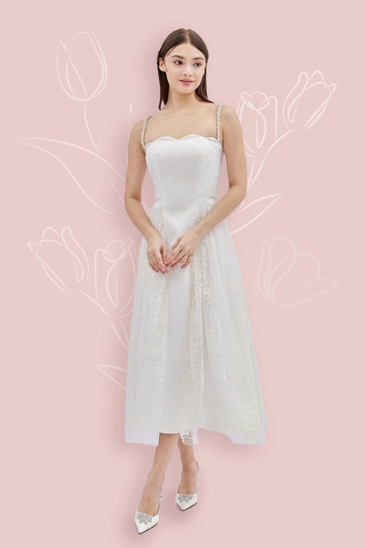 Danielle White Long Dress