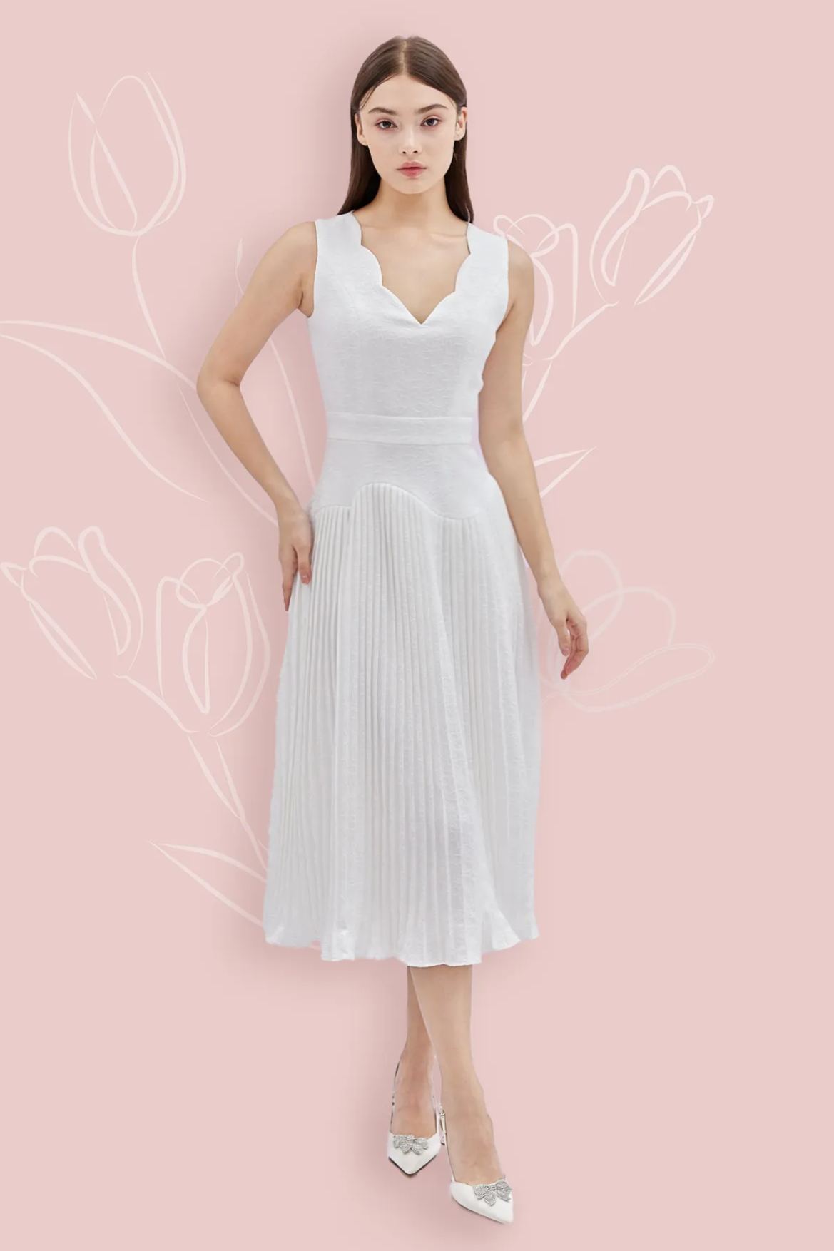 Glenys White Jacquard Dress