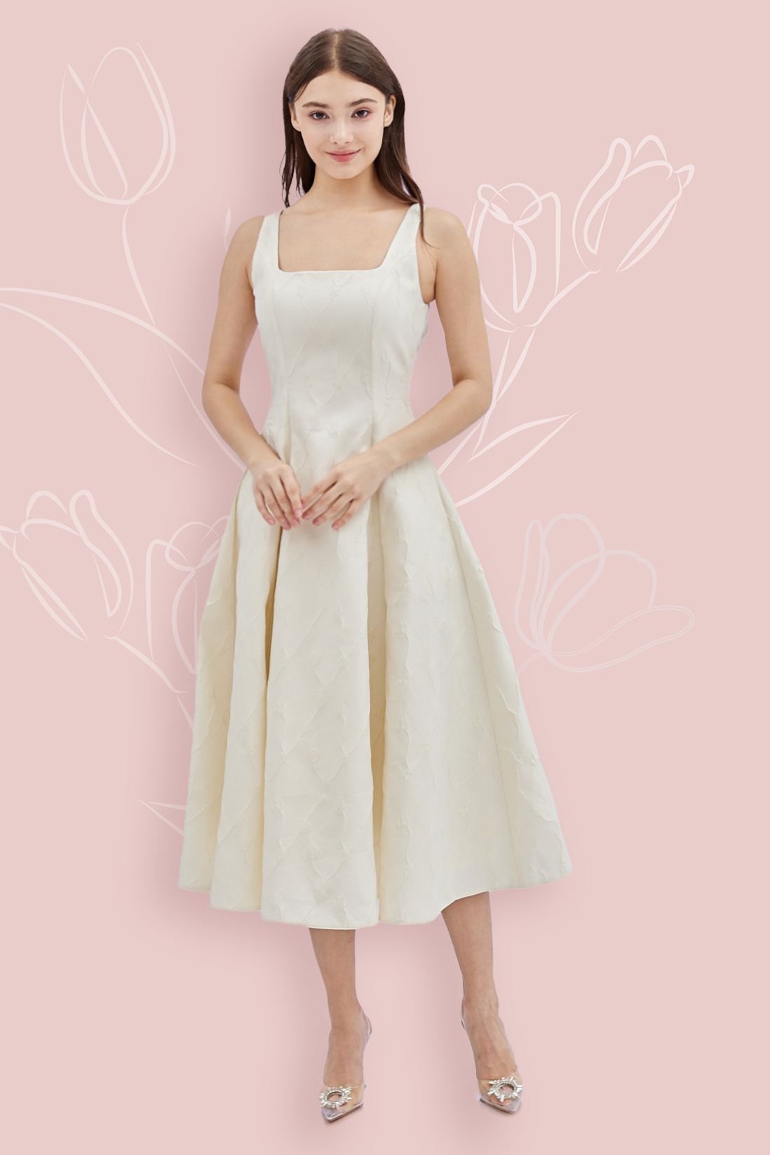 Gerrilyn Beige Open Back Dress