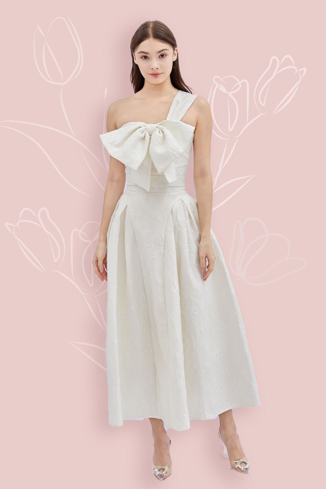 Gayla White Jacquard Long Skirt