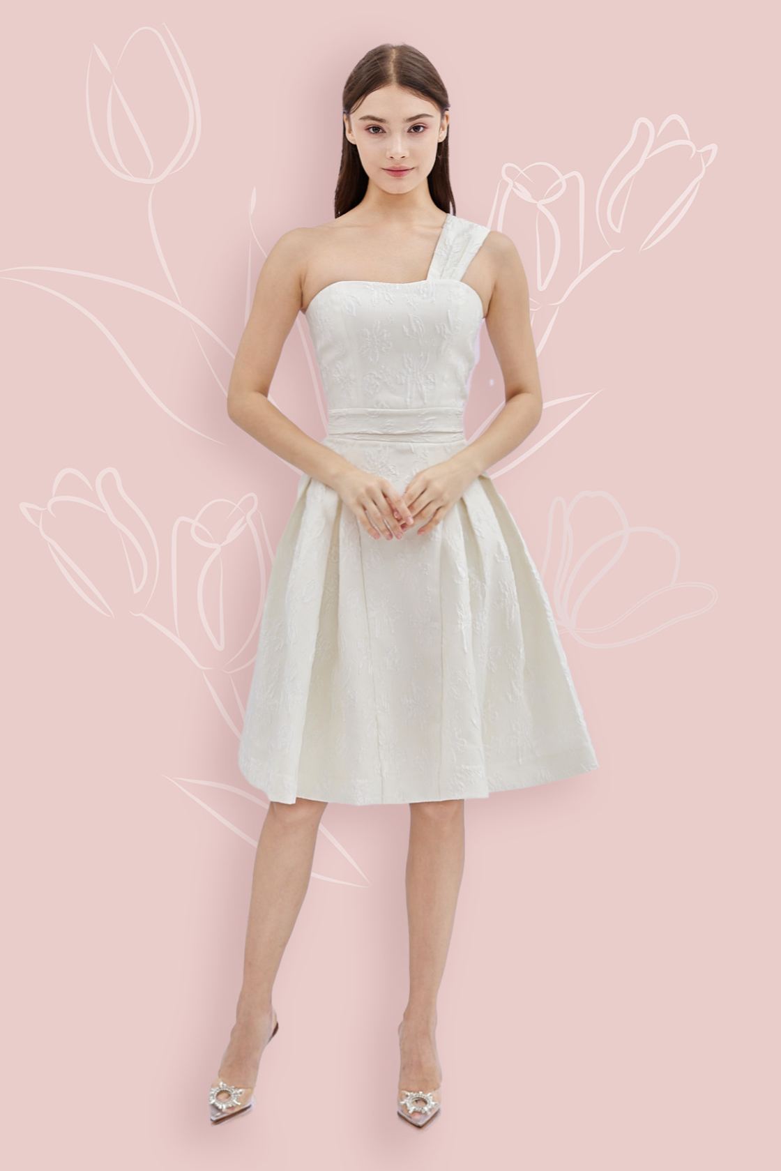 Abrial White Jacquard Skirt