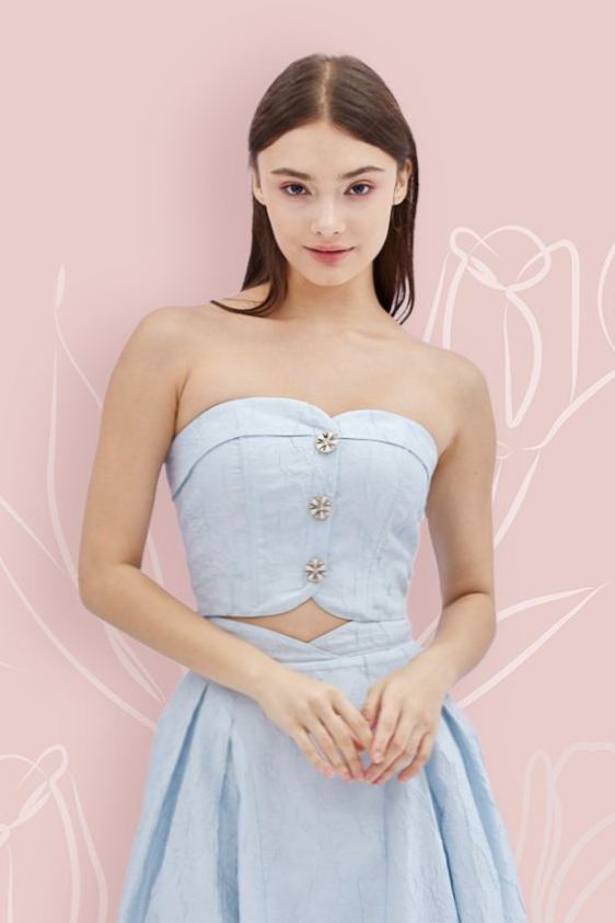 Noemie Blue Bustier Top