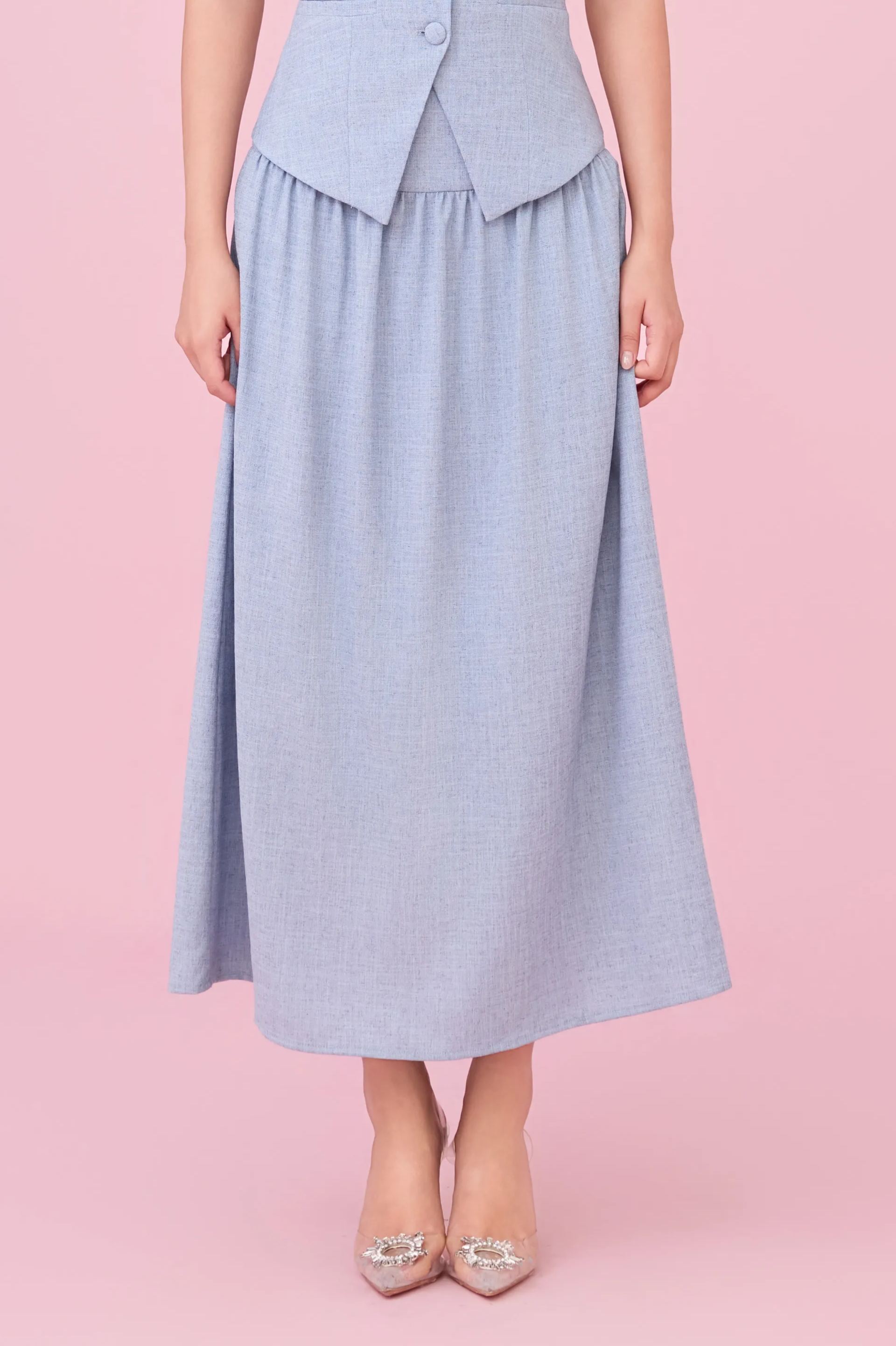 Cheerish Light Blue A-Line Skirt