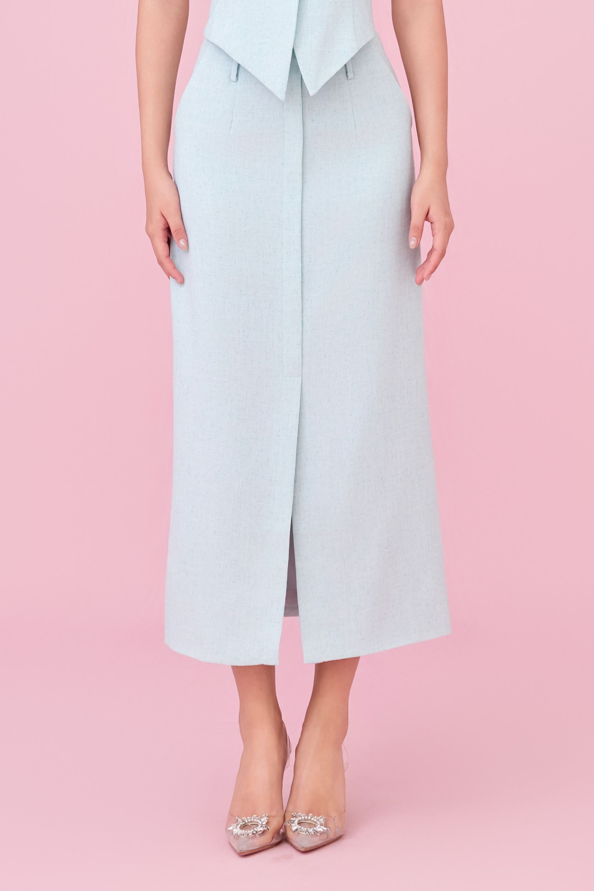 Charyn Light Green Straight Skirt