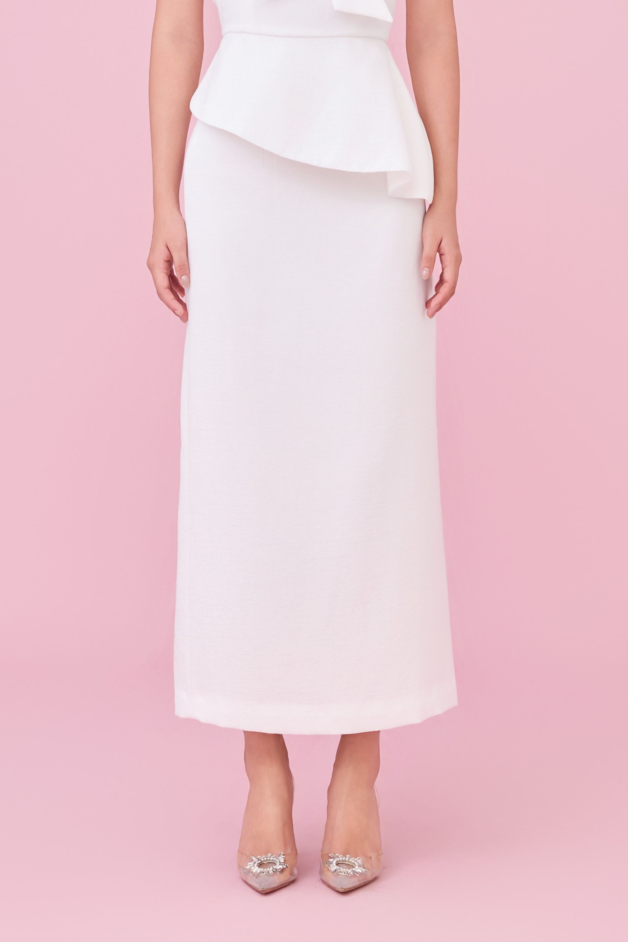Charee White Midi Skirt