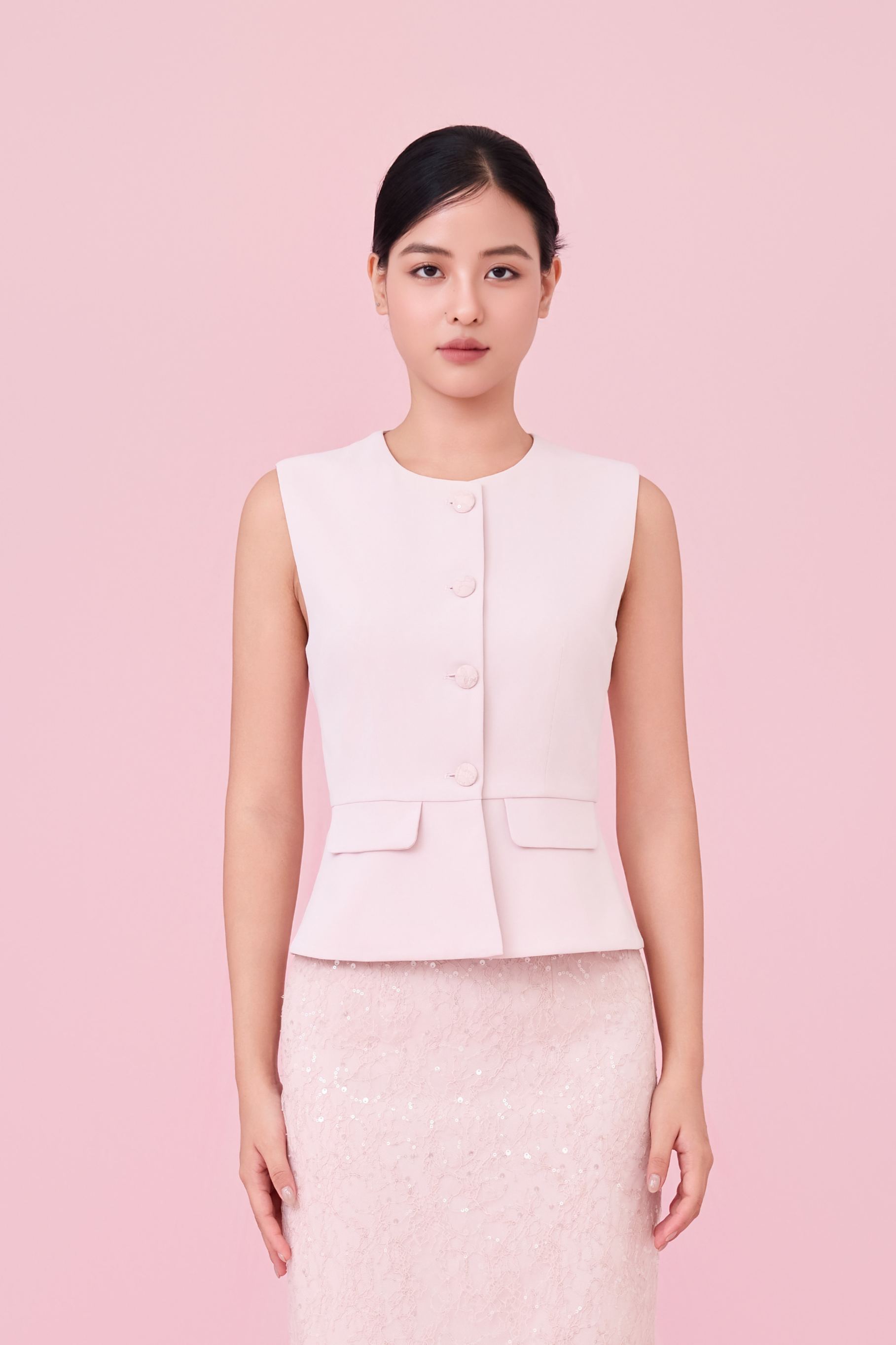 Chawntelle Pink Sleeveless Vest