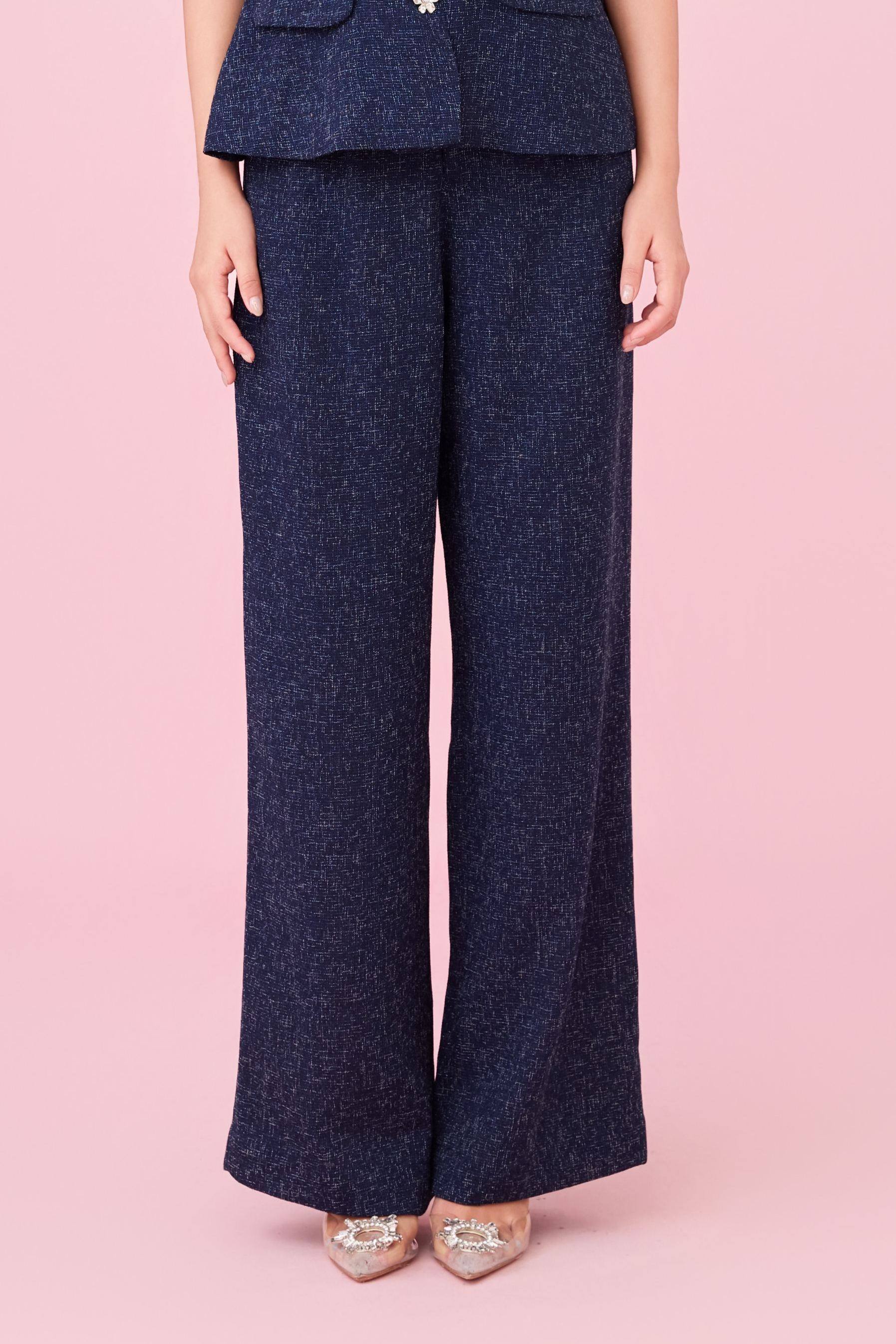 Cherilyn Navy Tweed Wide Leg Pants