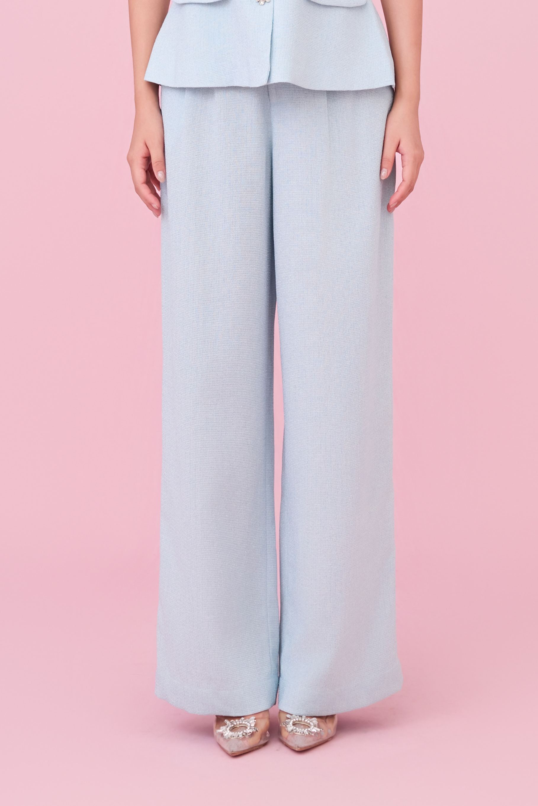 Cherilyn Light Blue Tweed Wide Leg Pants
