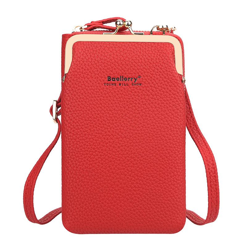 Ladies vertical lychee pattern shoulder messenger bag mySite