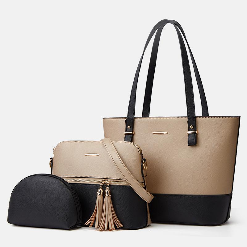 3PCS Retro Large Capacity Handbag Tote Bag Set mySite
