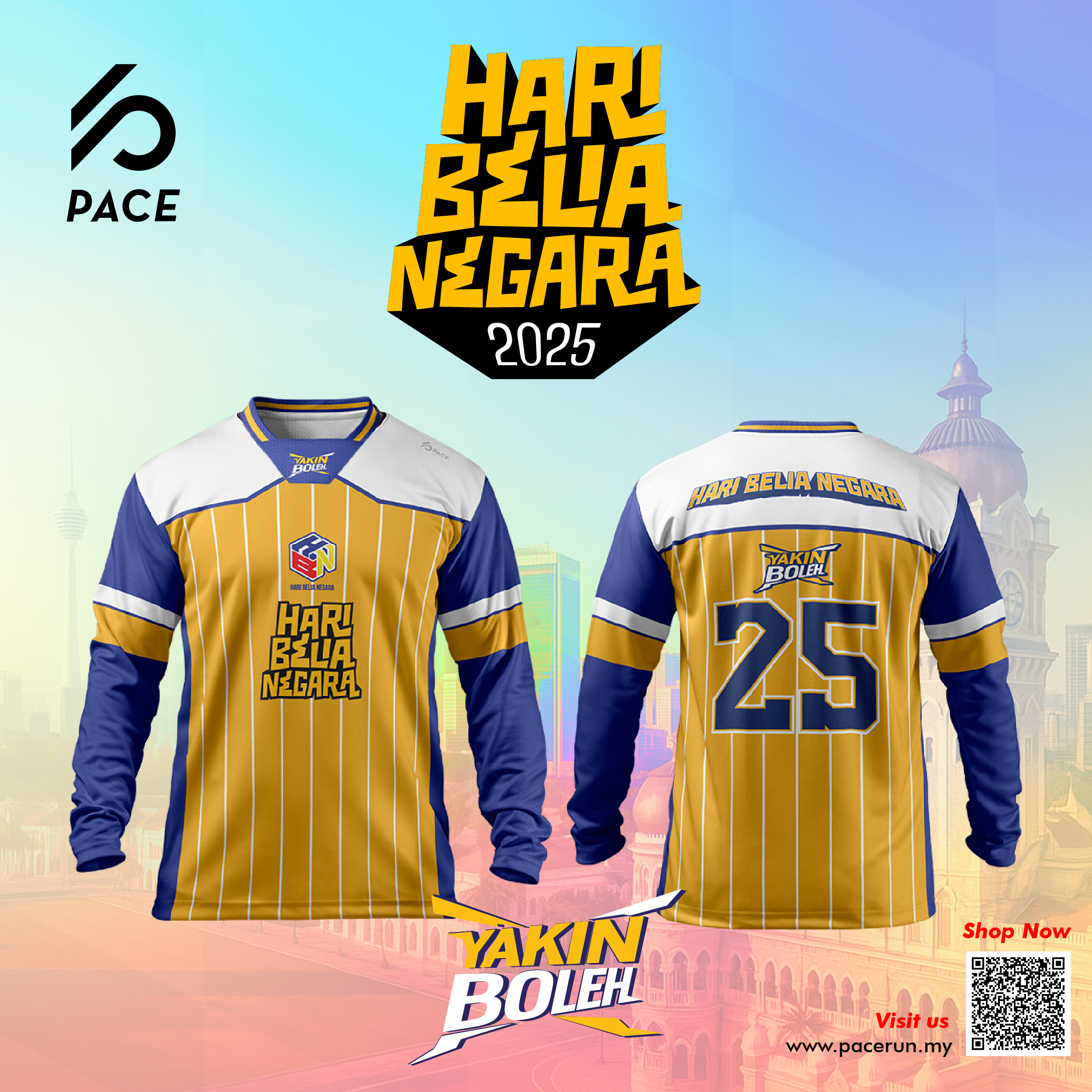 HARI BELIA NEGARA`25 Yakin Boleh NFL Jersey - Long Sleeve