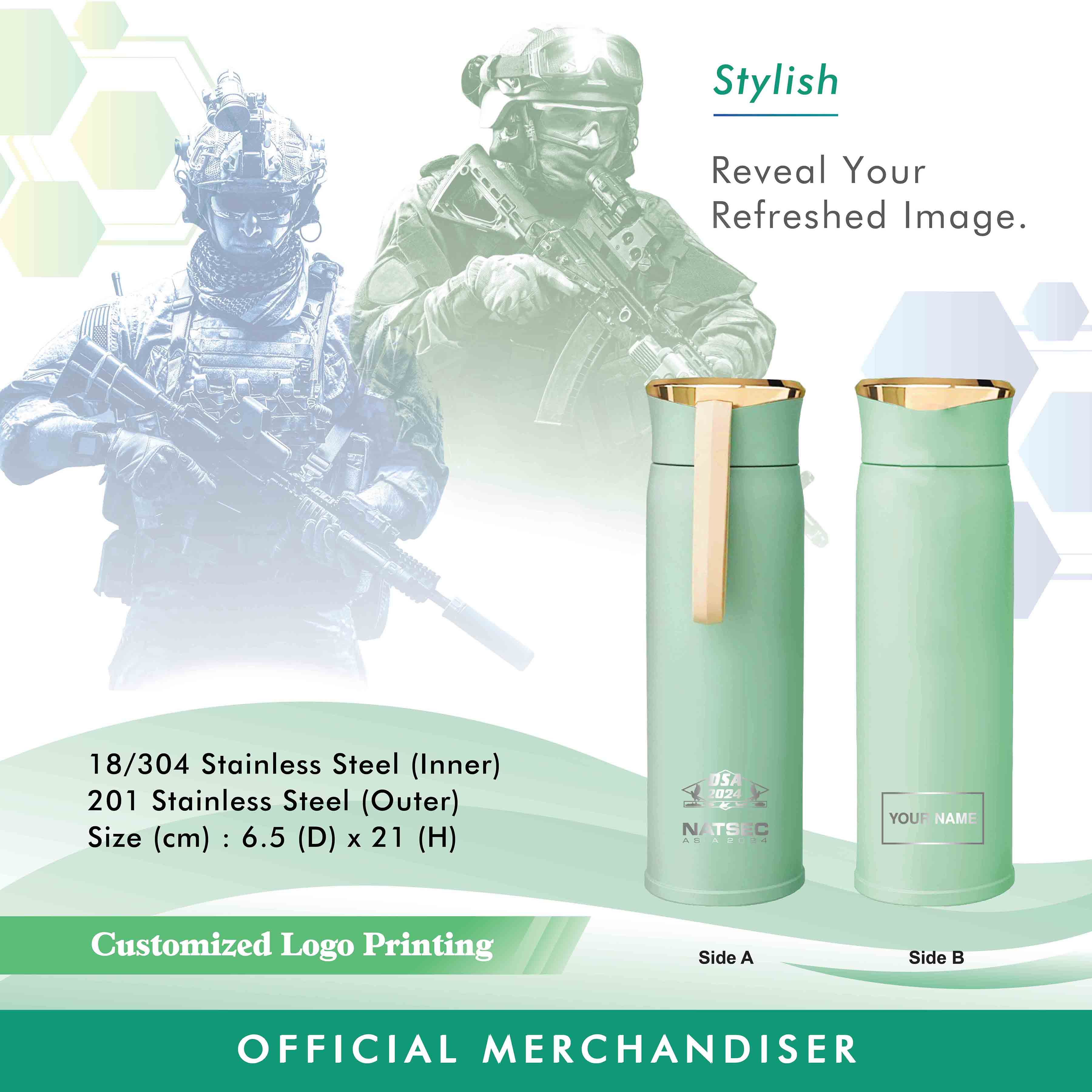 DSA 2024 LD0115 Stainless Steel Thermal Flask (Green)