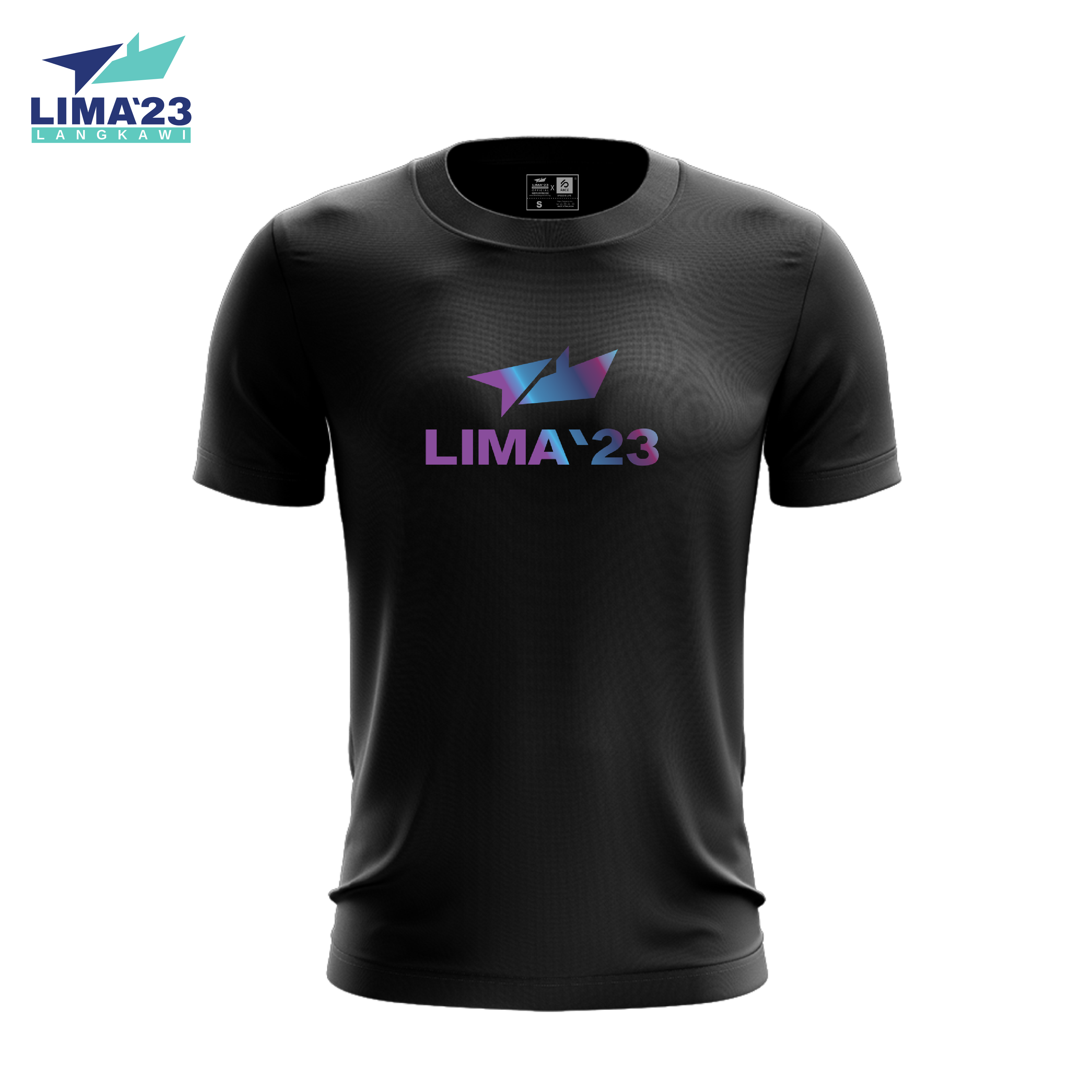 LIMA`23 Rainbow Reflective Tee Black, White, Navy & Tiffanny Blue