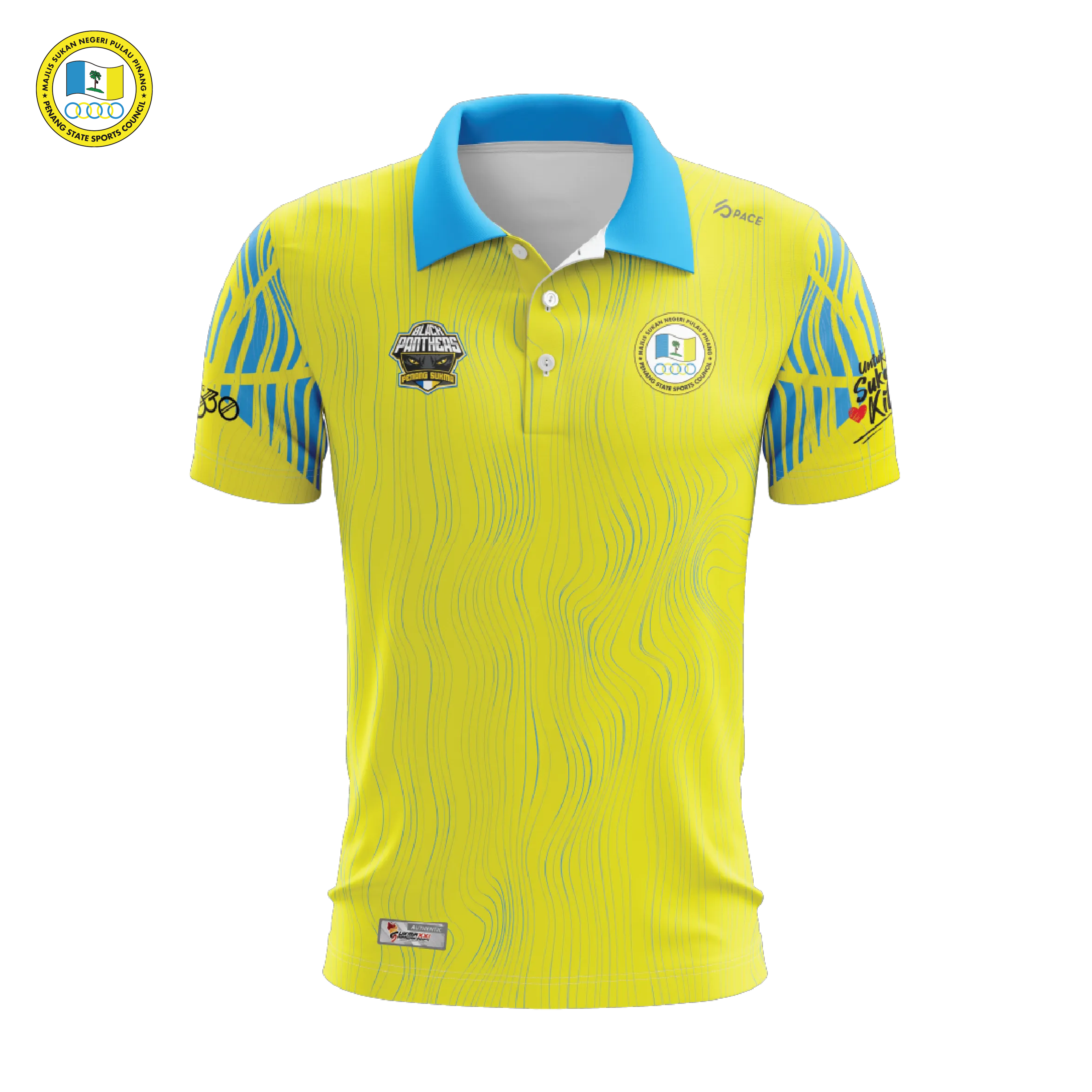 PENANG SUKMA Polo Tee Yellow Cyan