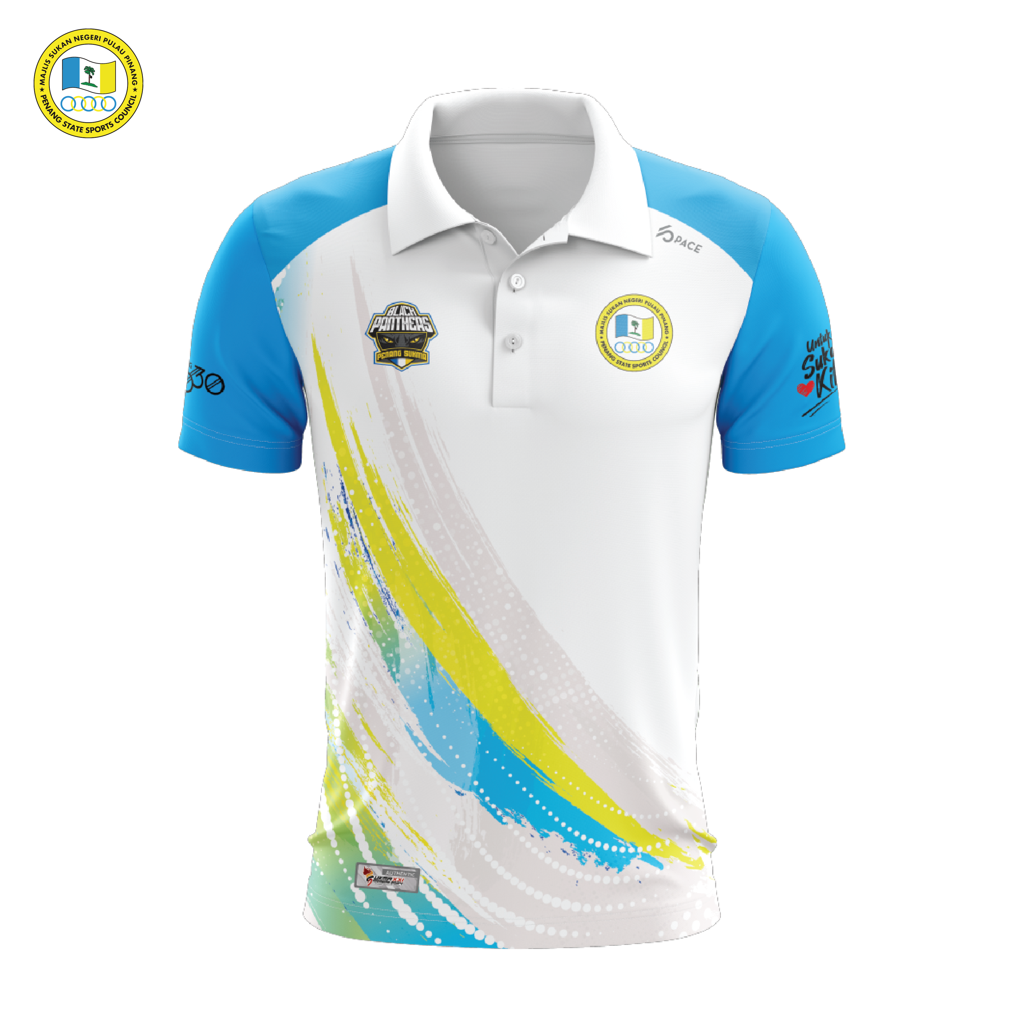 PENANG SUKMA Polo Tee White/Cyan