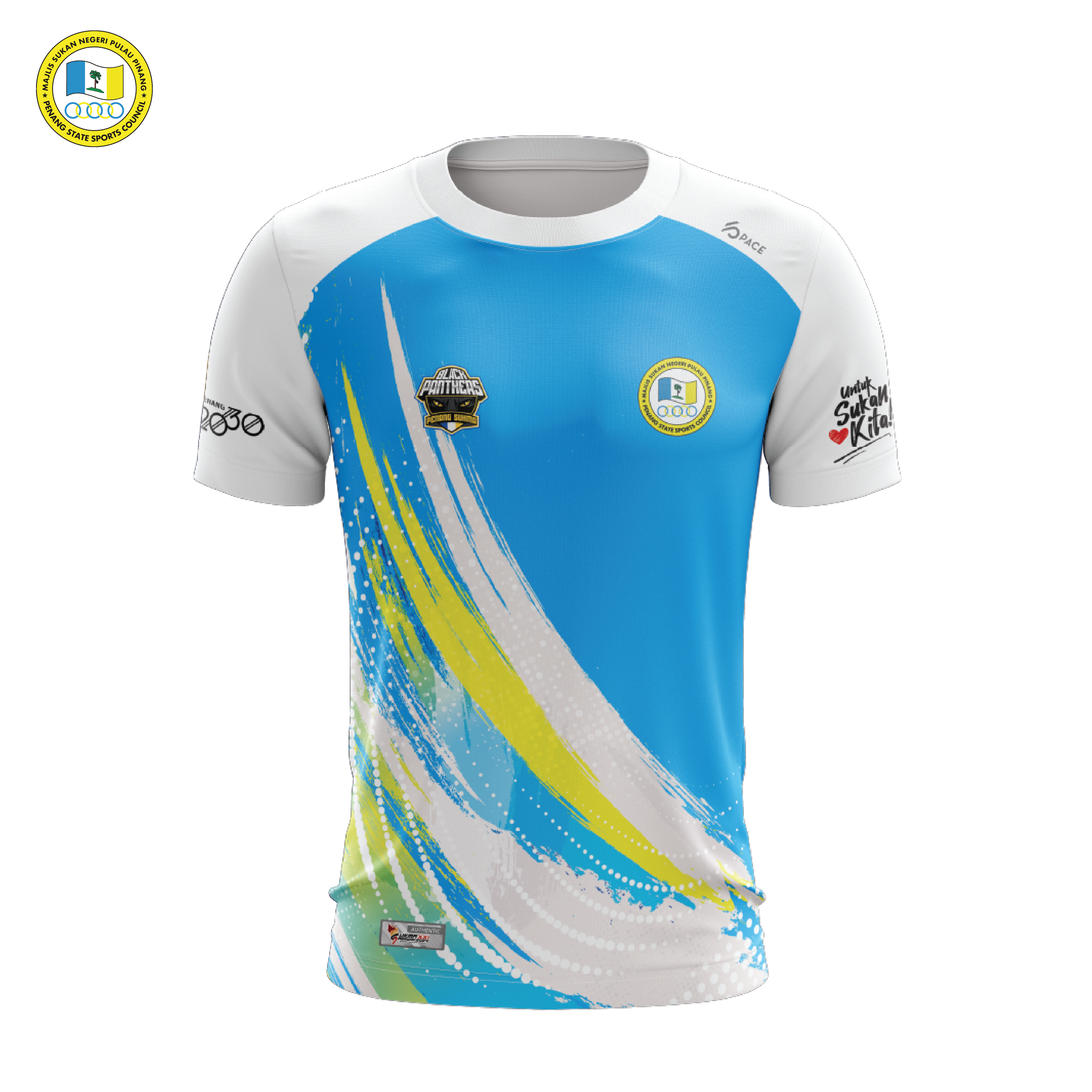 PENANG SUKMA Tee White Cyan