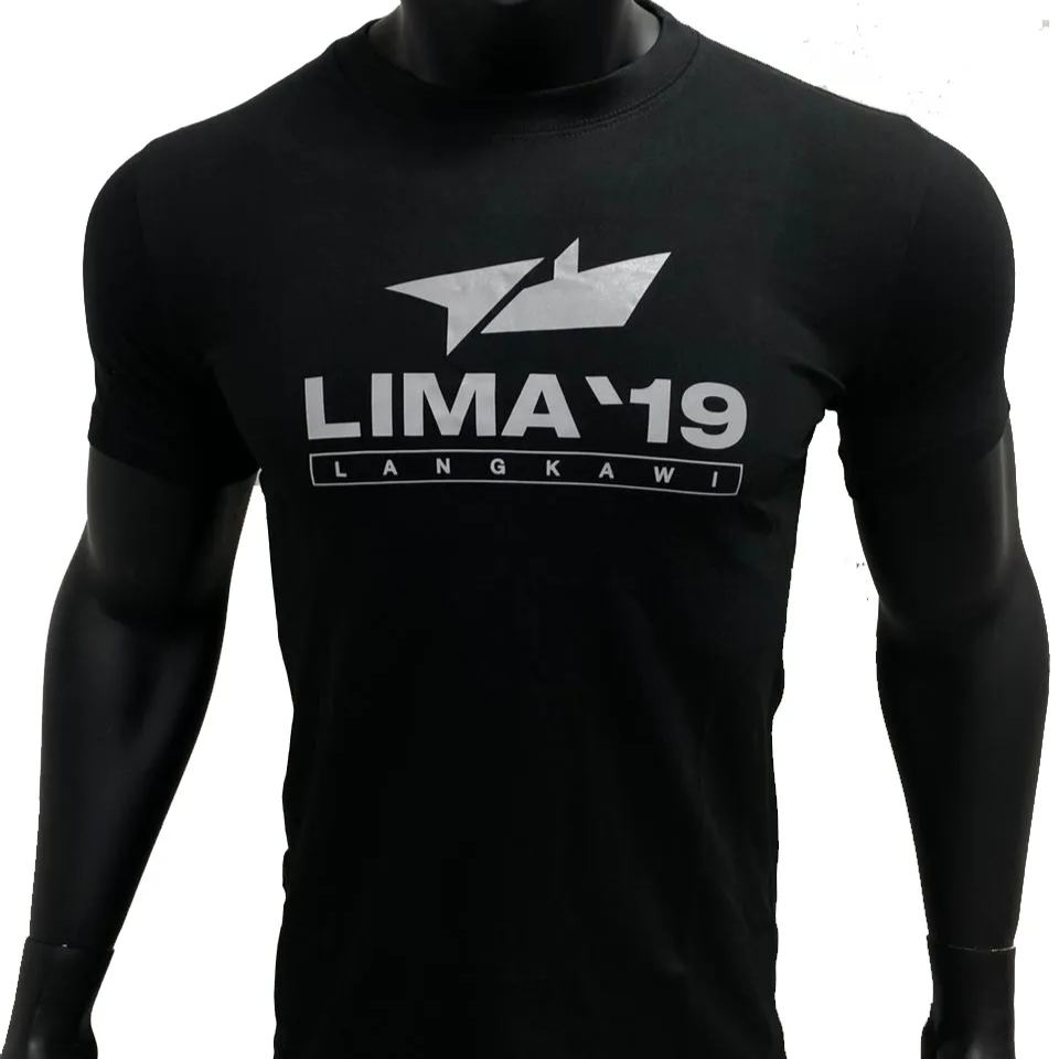 LIMA'19 Round Neck T-Shirt (Logo Reflector) Black & Maroon