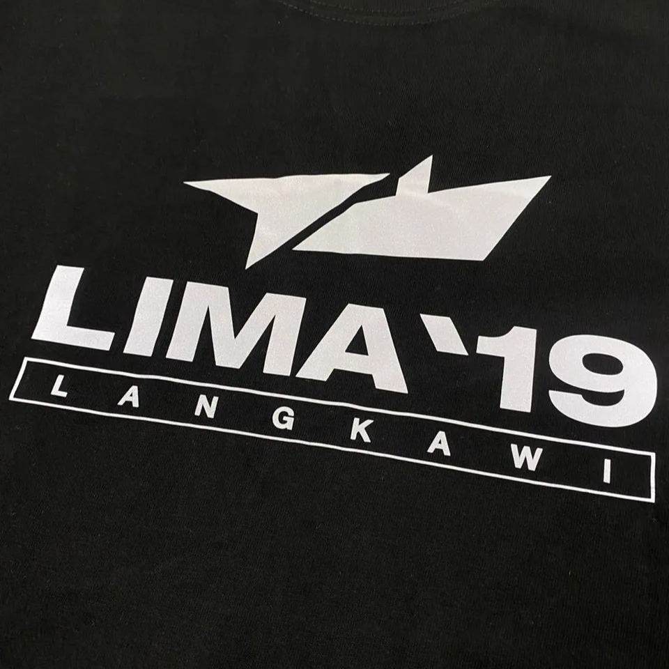 LIMA'19 Round Neck T-Shirt (Logo Reflector) Black & Maroon