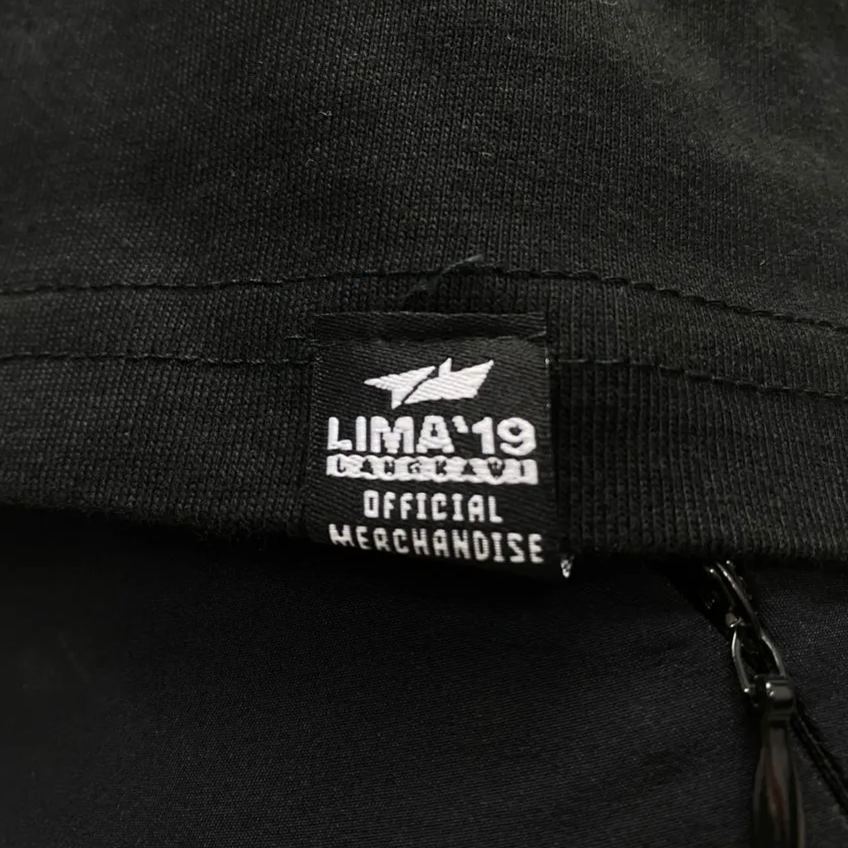 LIMA'19 Round Neck T-Shirt (Logo Reflector) Black & Maroon