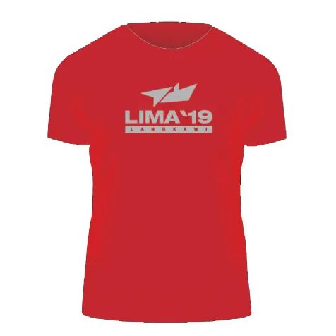 LIMA'19 Round Neck T-Shirt (Logo Reflector) Black & Maroon