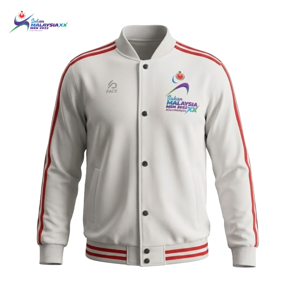Sukan Malaysia XX MSN 2022 Baseball Jacket White
