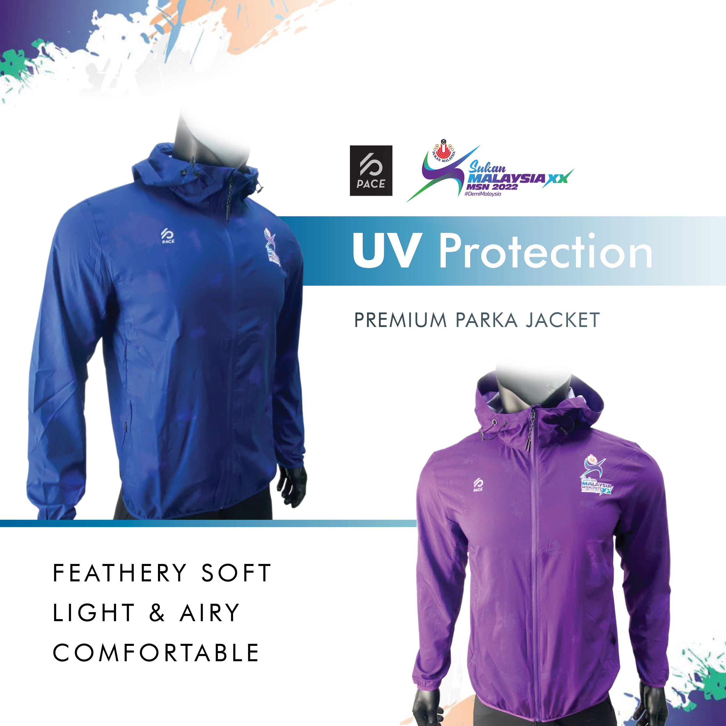 SUKMA`22 Pocketable UV Protection Parka Navy Blue/Purple
