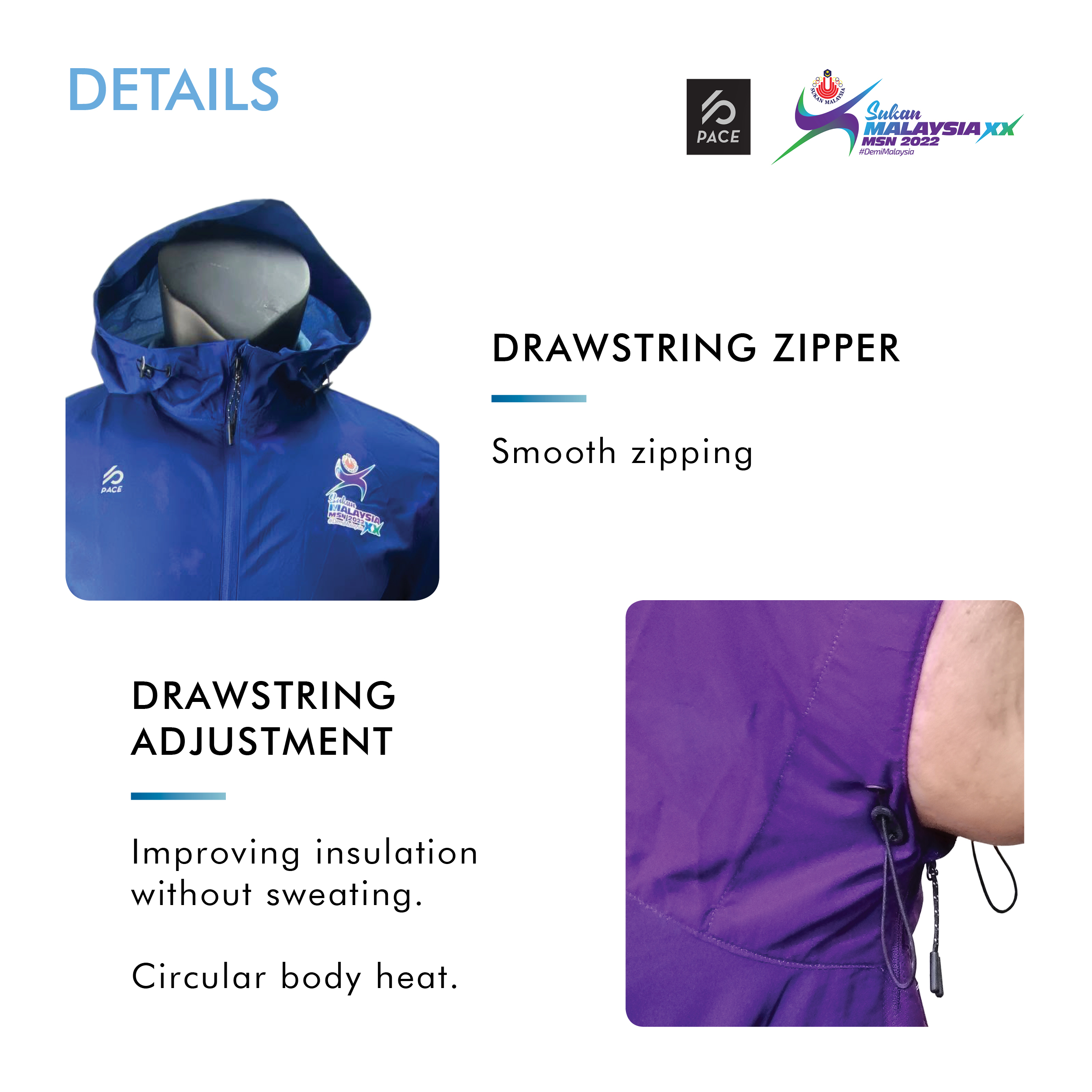 SUKMA`22 Pocketable UV Protection Parka Navy Blue/Purple