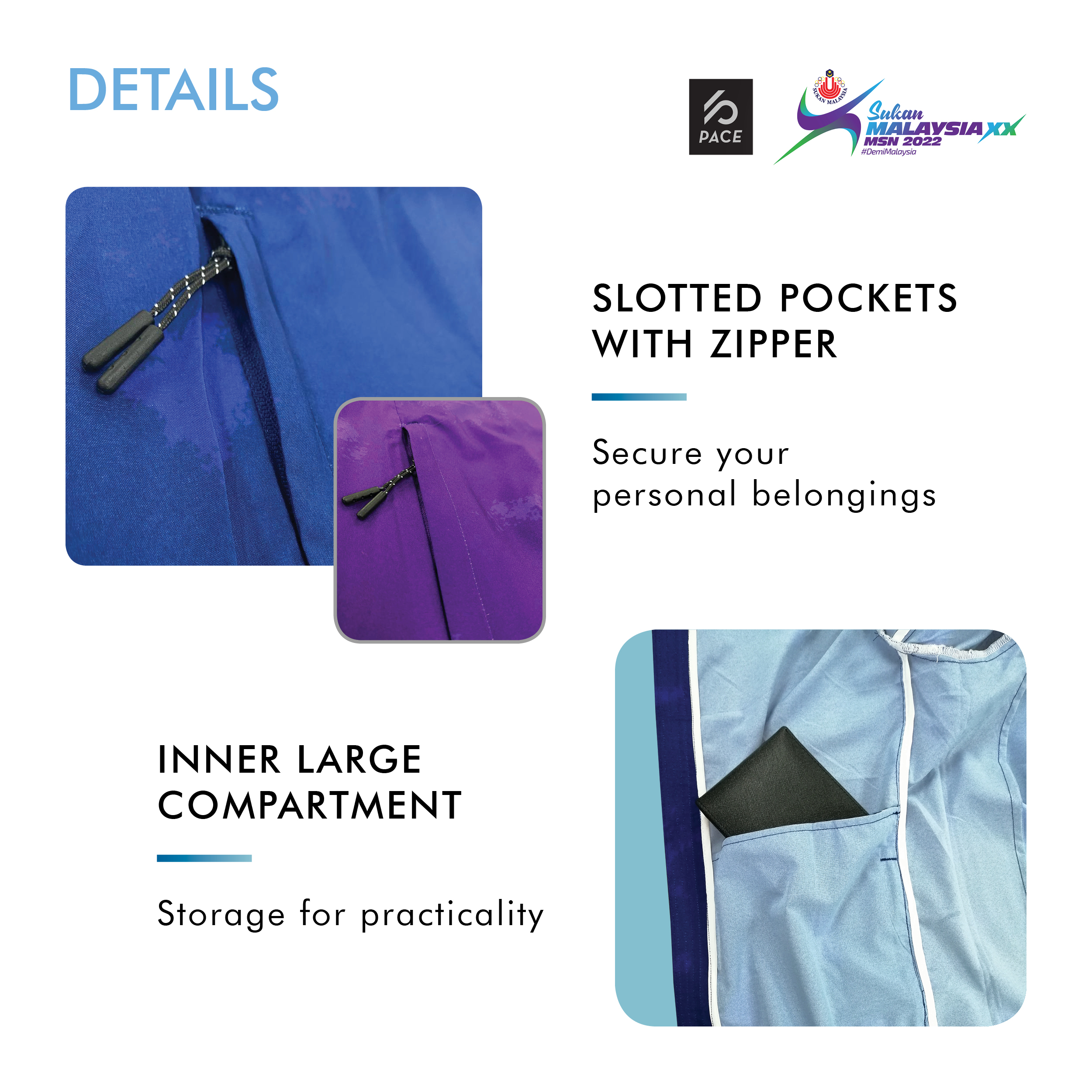 SUKMA`22 Pocketable UV Protection Parka Navy Blue/Purple