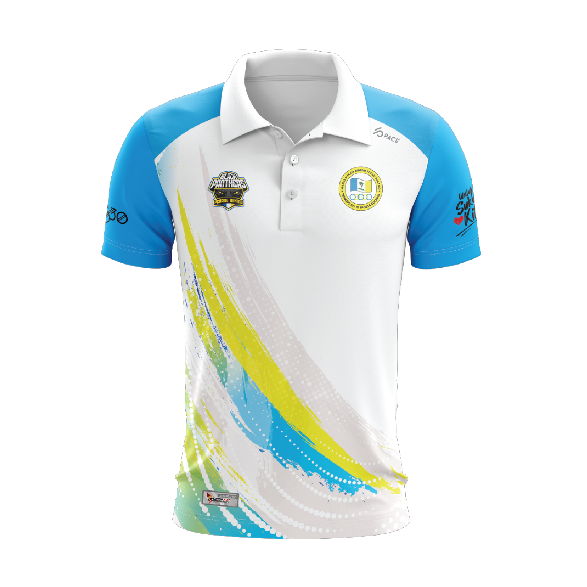 PENANG SUKMA Polo Tee White/Cyan